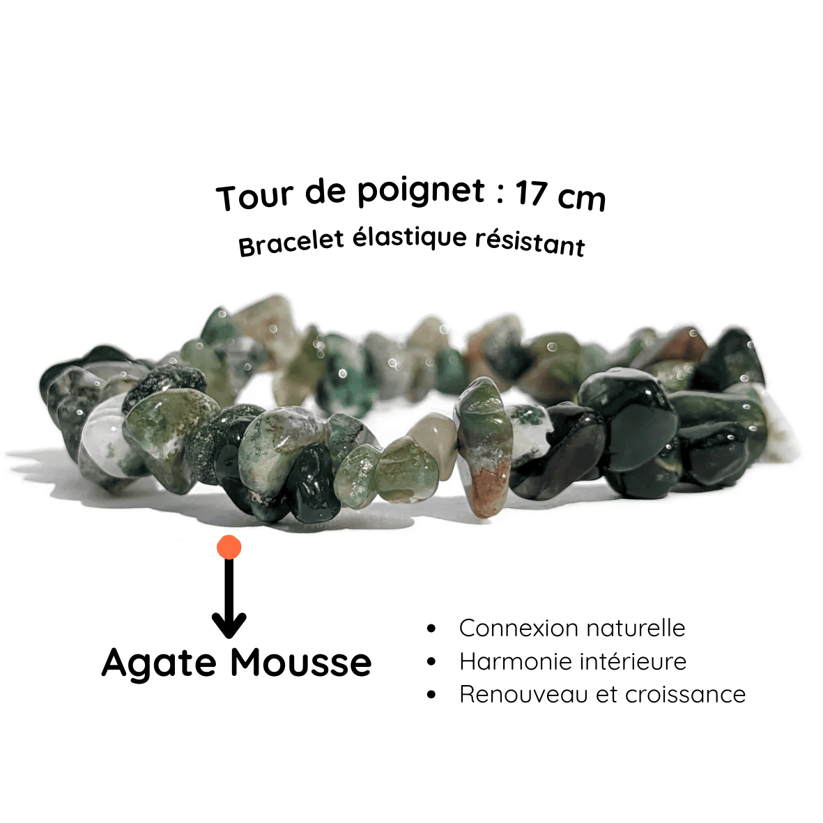 Fiche descriptive du Bracelet baroque pierre Agate Mousse
