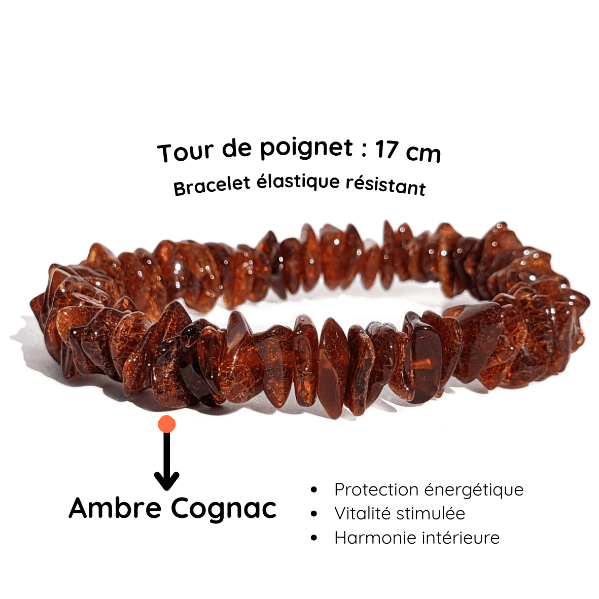 Fiche descriptive du Bracelet baroque pierre ambre cognac