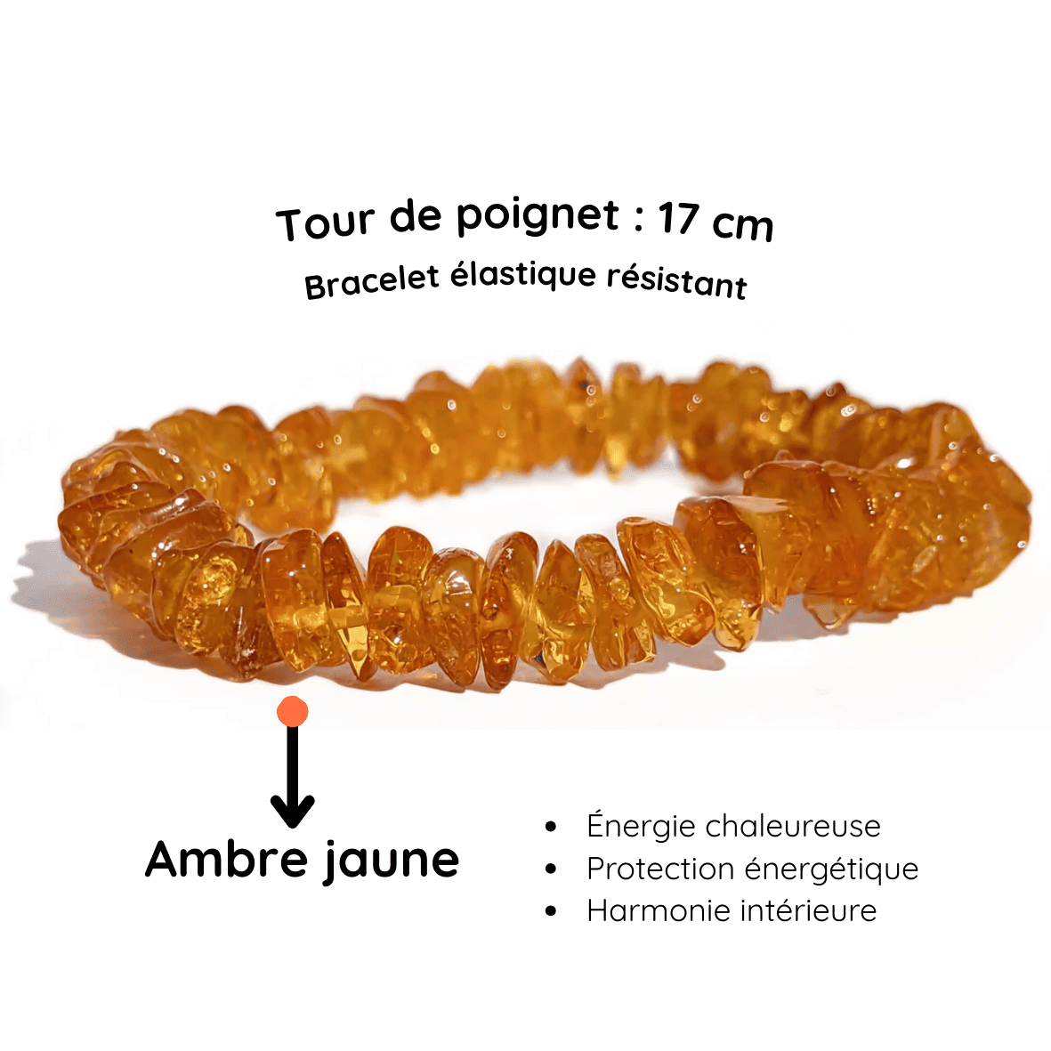 Fiche descriptive du Bracelet baroque pierre Ambre jaune