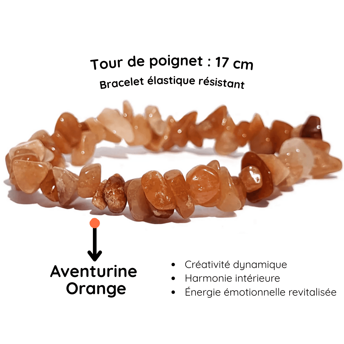 Fiche descriptive du Bracelet baroque pierre Aventurine Orange