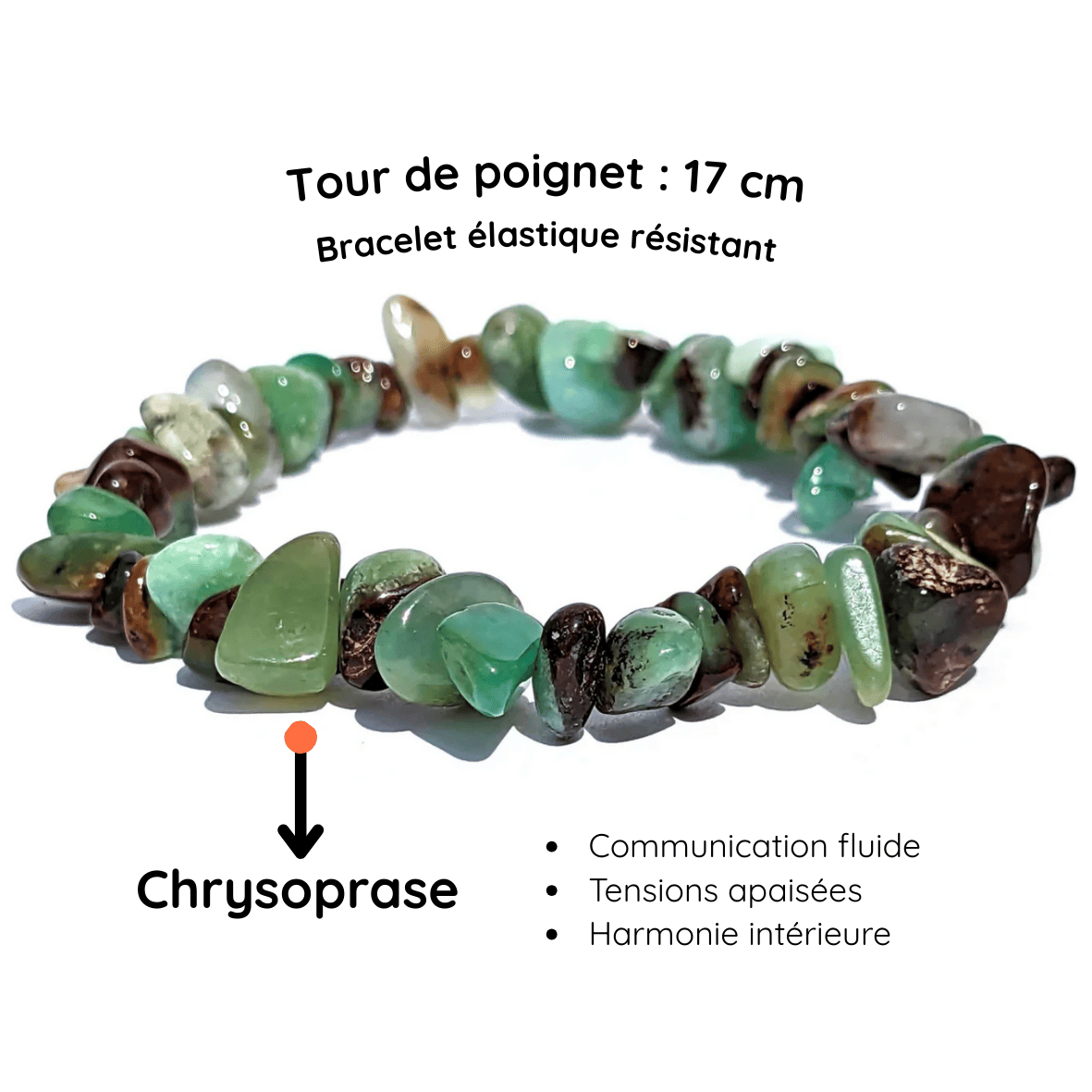 Fiche descriptive du Bracelet baroque pierre Chrysoprase
