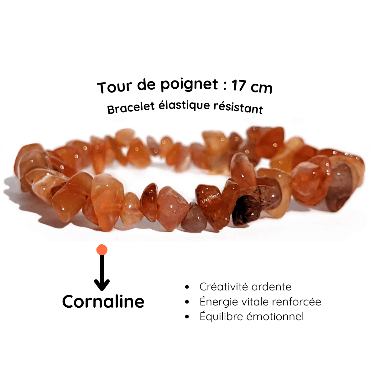 Fiche descriptive du Bracelet baroque pierre  Cornaline Botswana