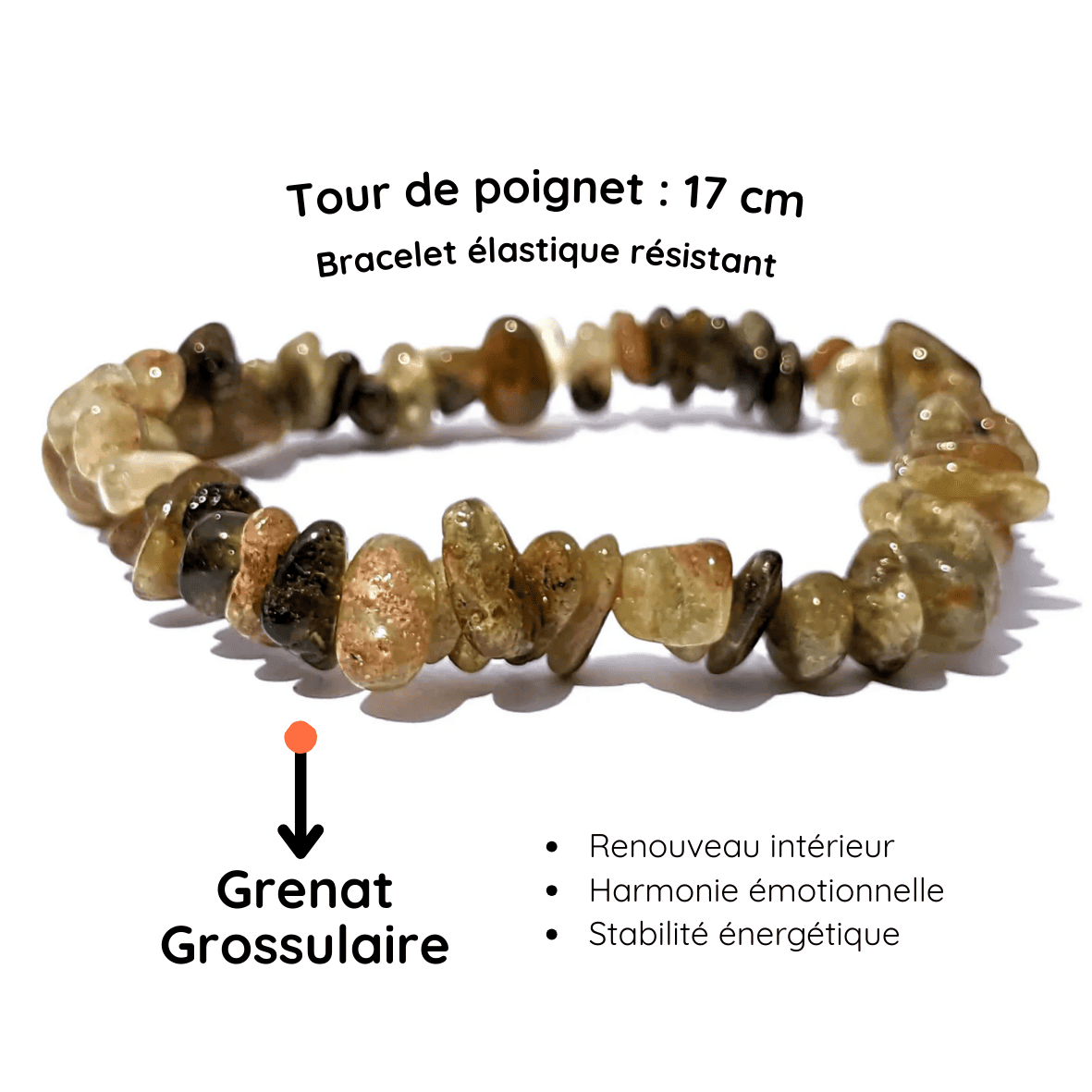 Fiche descriptive du Bracelet baroque pierre grenat grossulaire