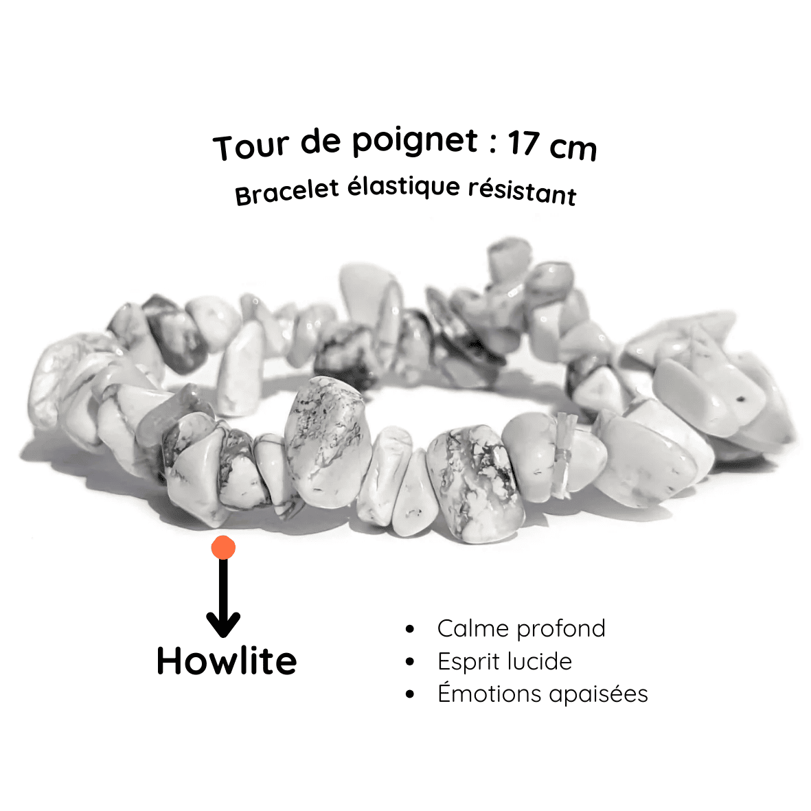 Fiche descriptive du Bracelet baroque pierre  howlite