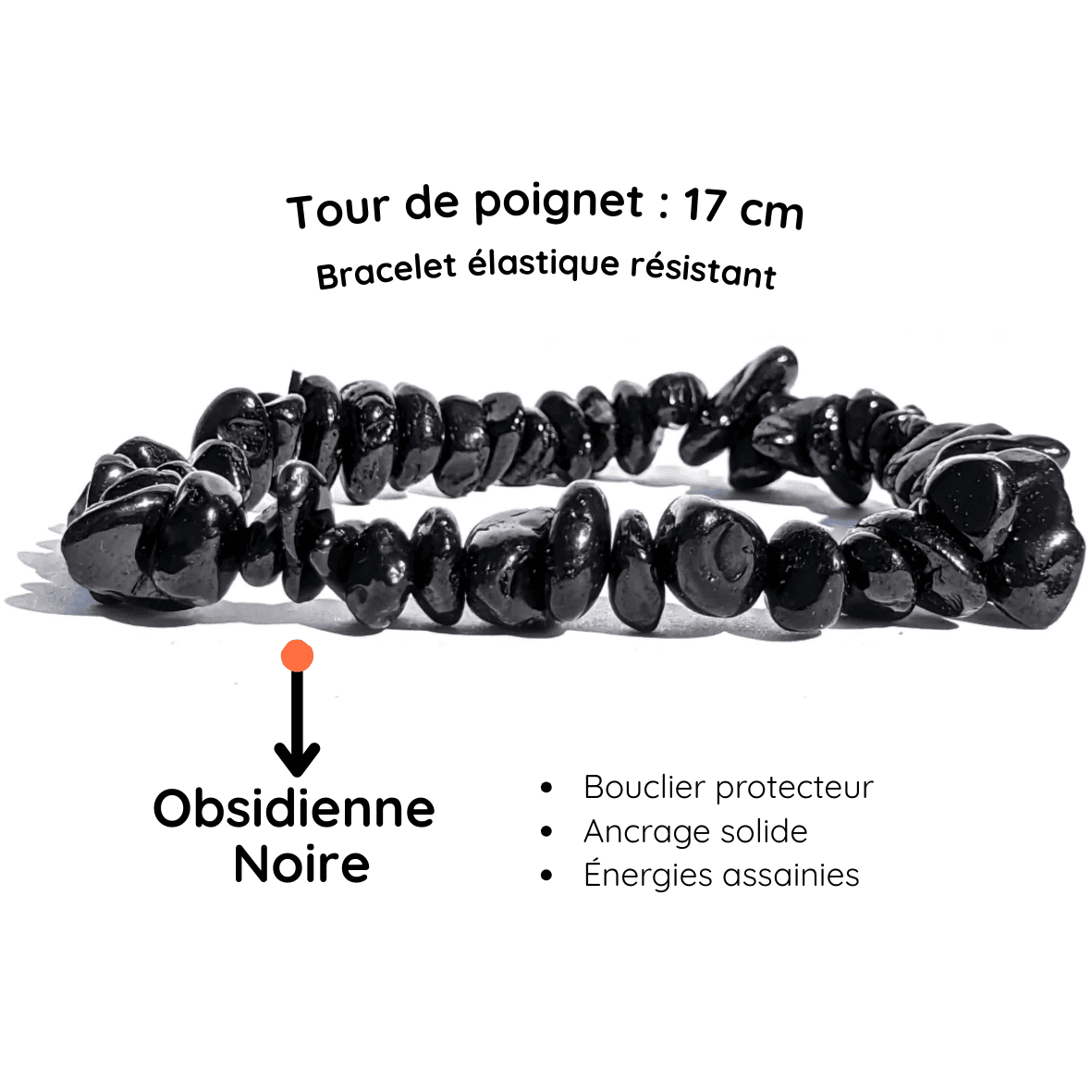 Fiche descriptive du Bracelet baroque pierre obsidienne noire