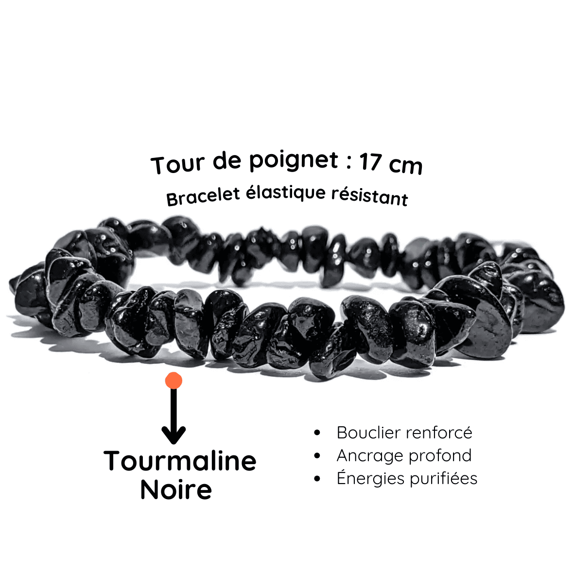 Fiche descriptive bracelet baroque pierre tourmaline noire