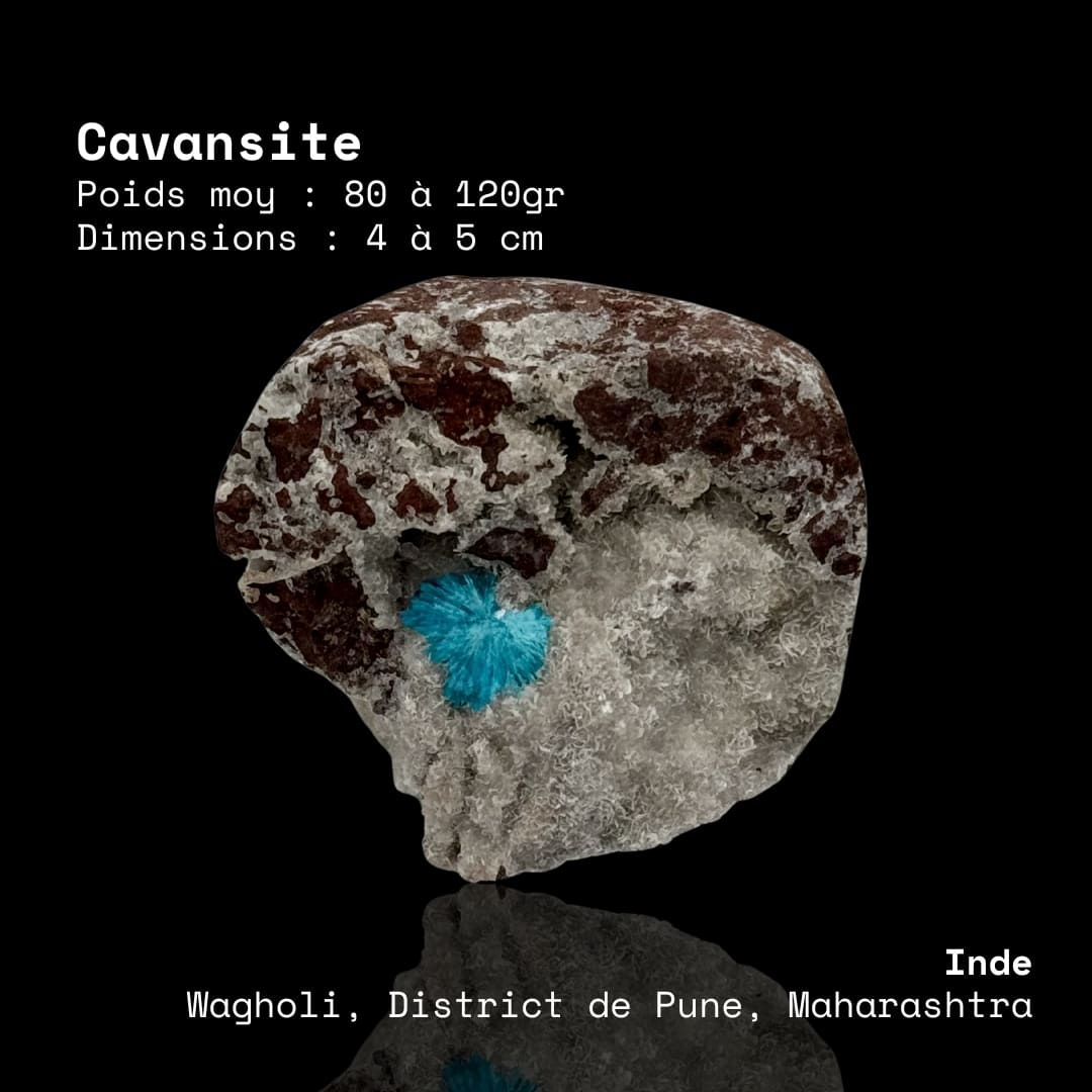 Cavansite Bleue sur Matrice (Inde) - Pompon Cristallisé