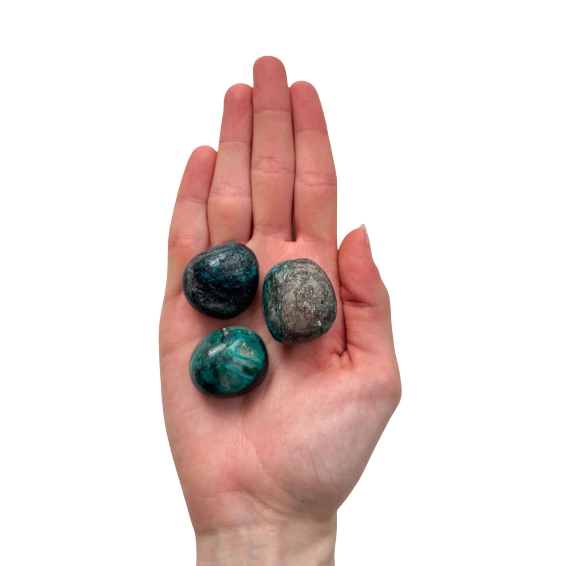  Chrysocolle Shattuckite mains