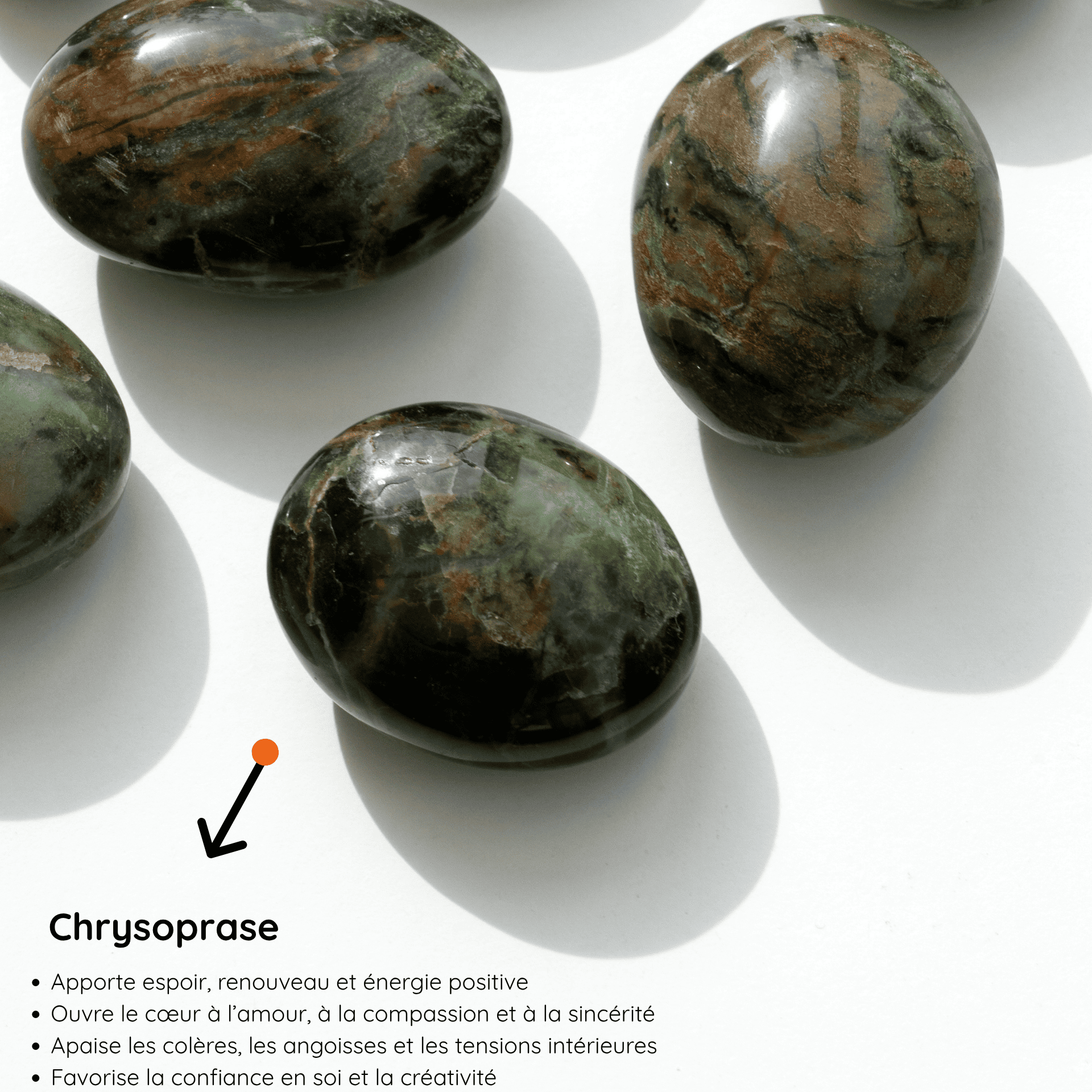 Galet Chrysoprase vertus