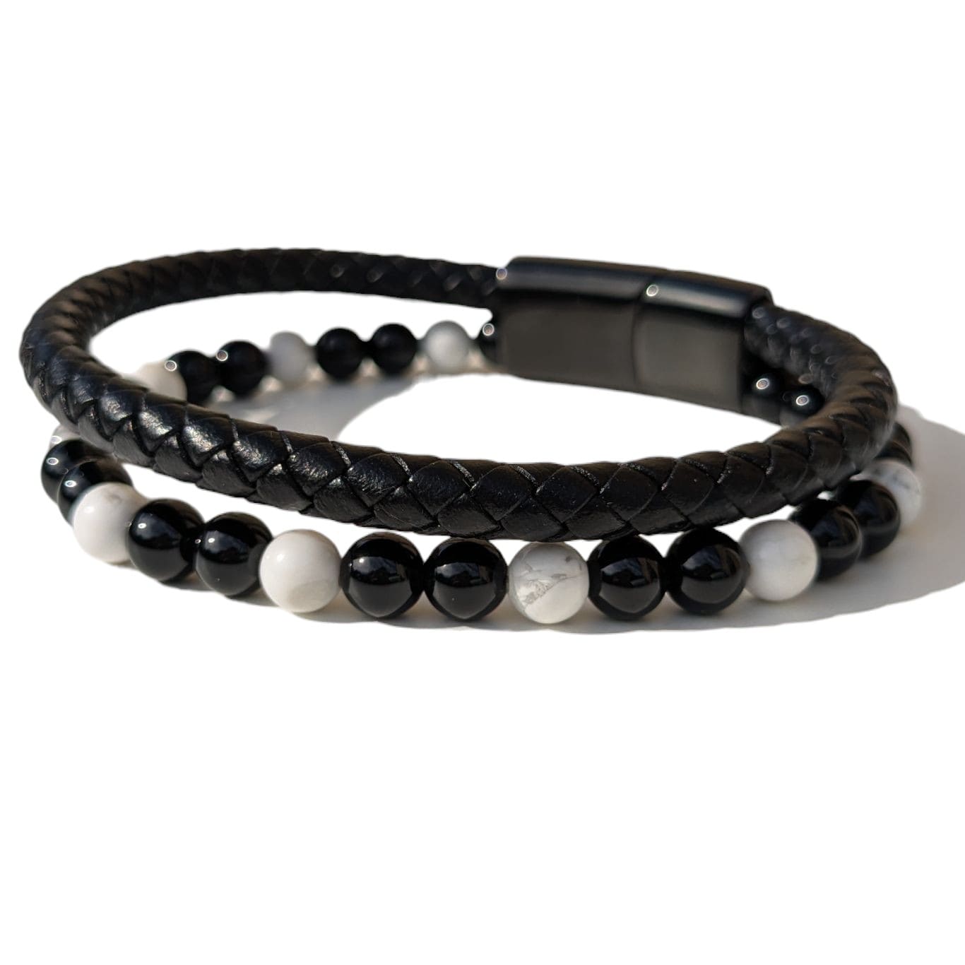Bracelet Homme Pierre Naturelle Onyx et Howlite