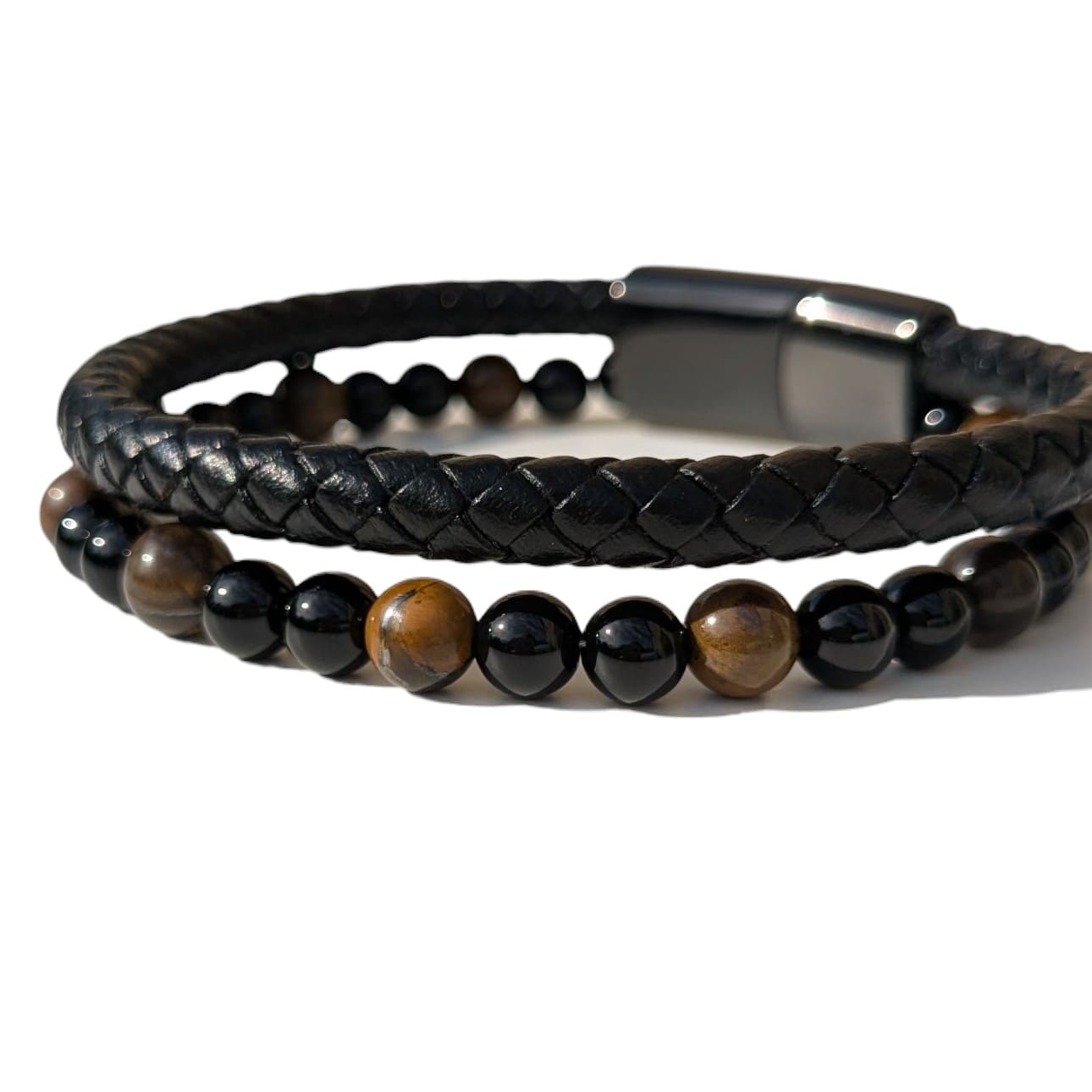 Bracelet Homme Pierre Naturelle Onyx et Œil de tigre 