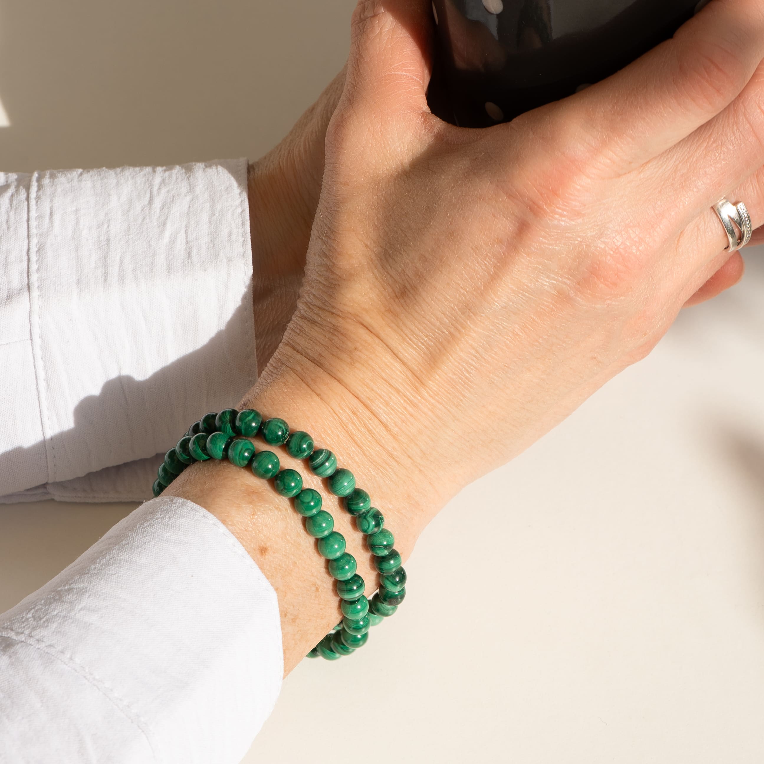 Bracelet porter malachite claire perle