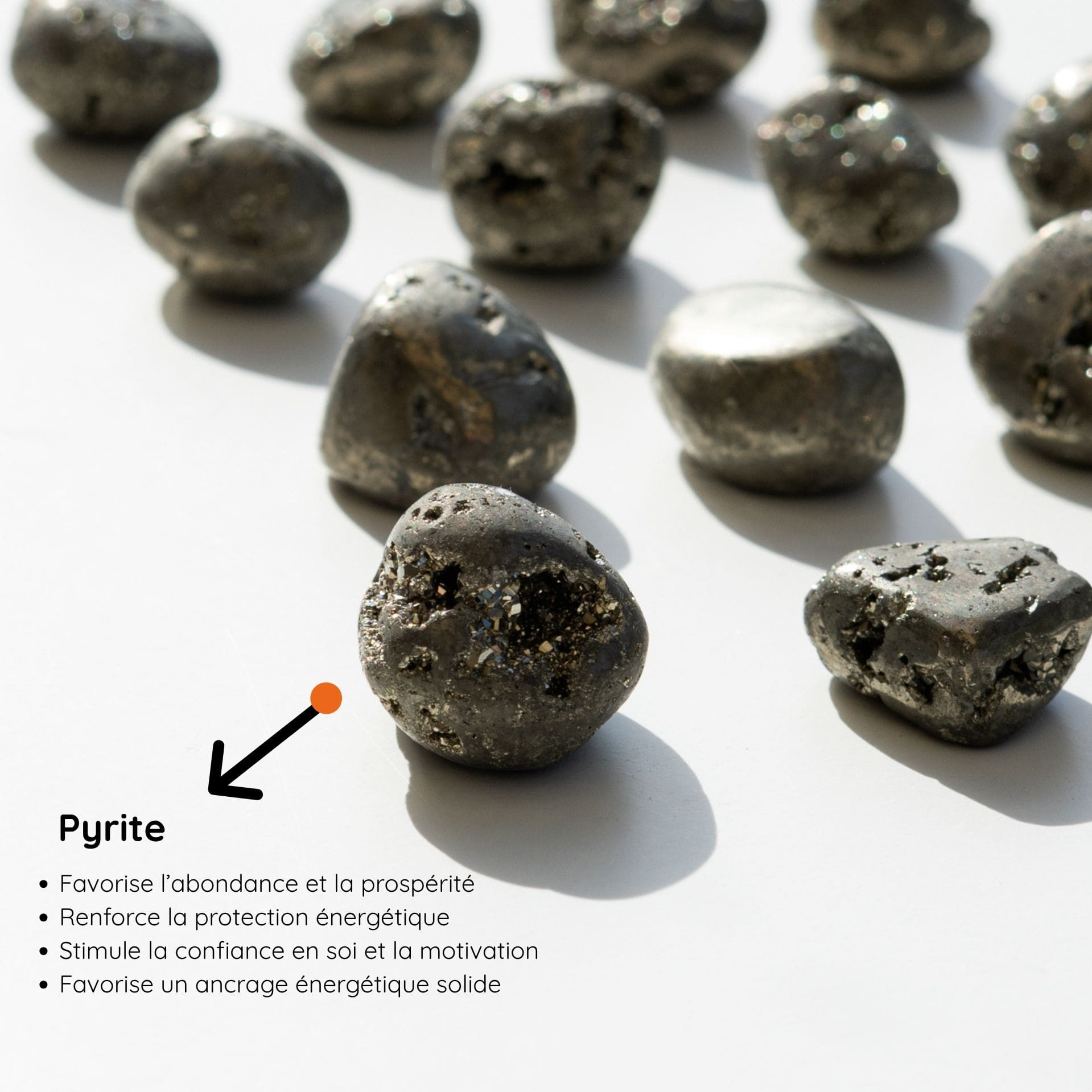Pierre Roulée Pyrite – Abondance et Protection Énergétique