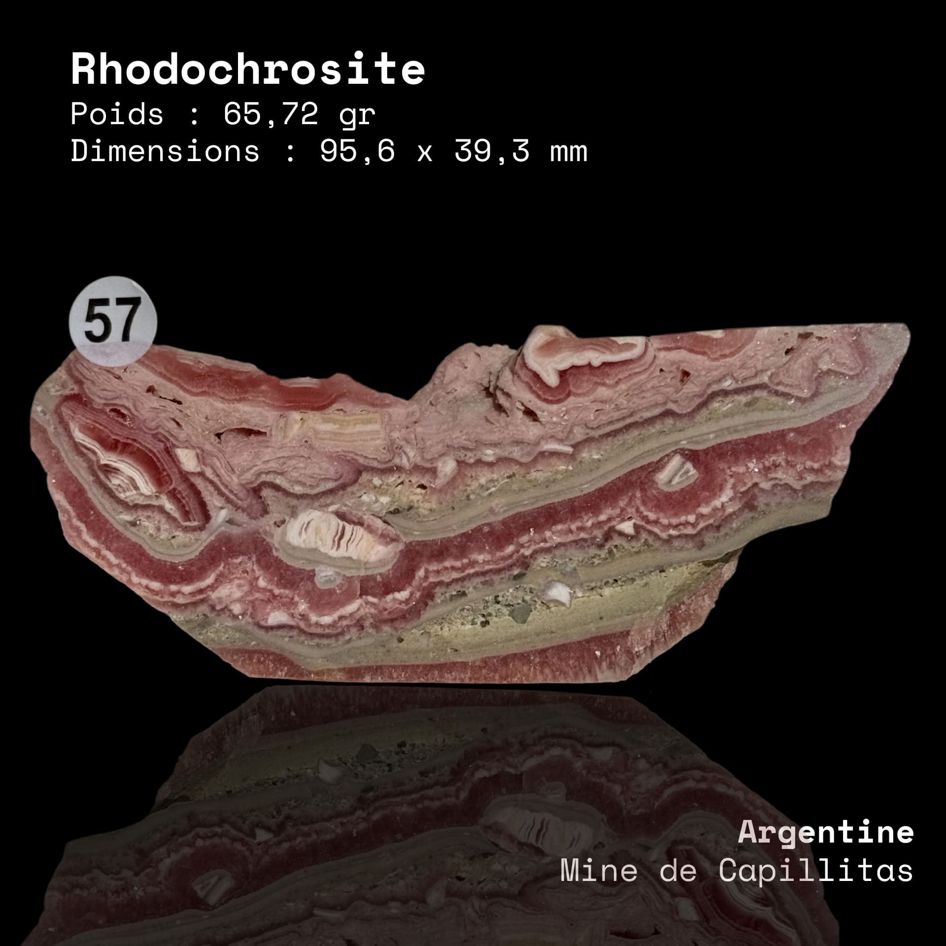 Rhodochrosite Tranche - Argentine #57