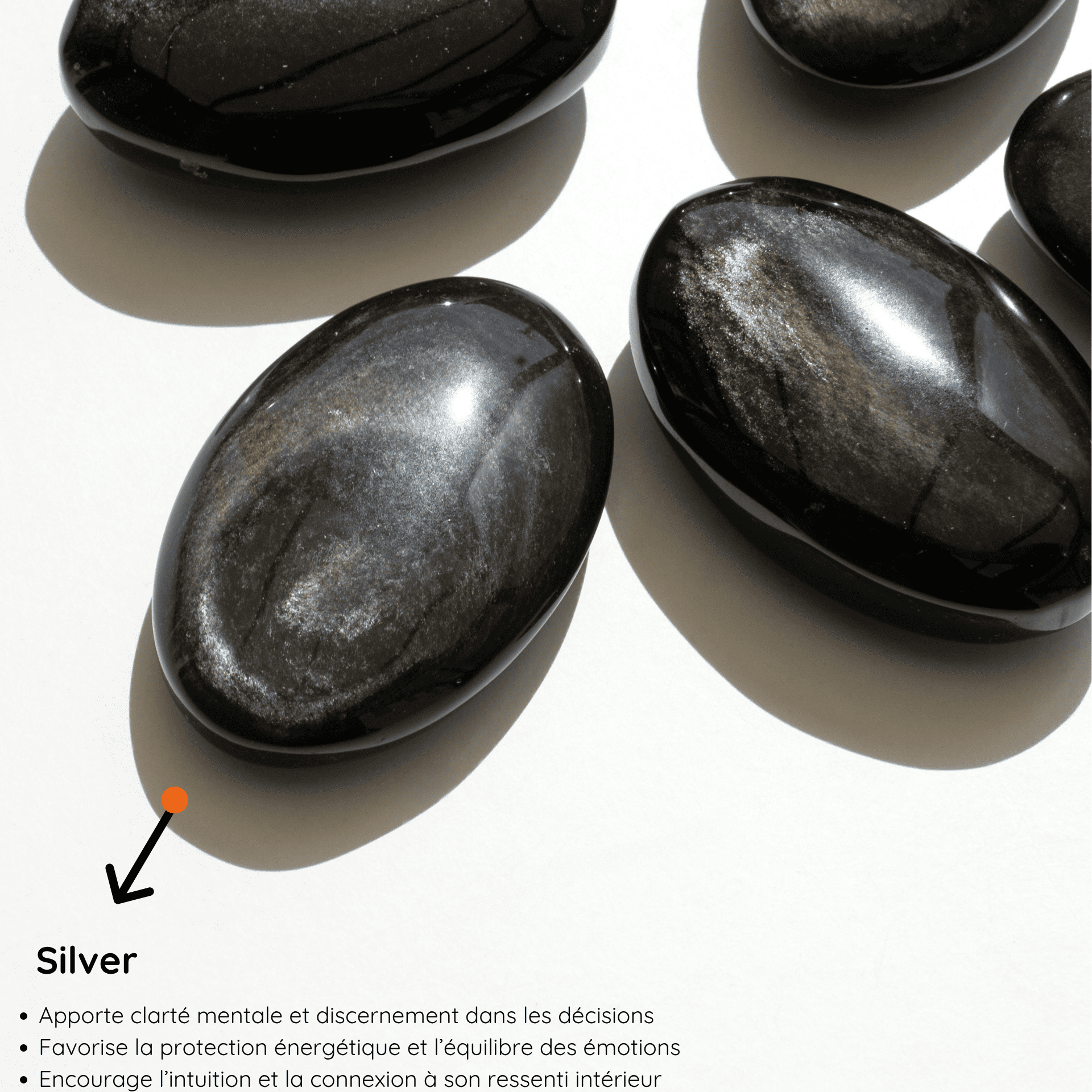 Galet Obsidienne Argentée vertus