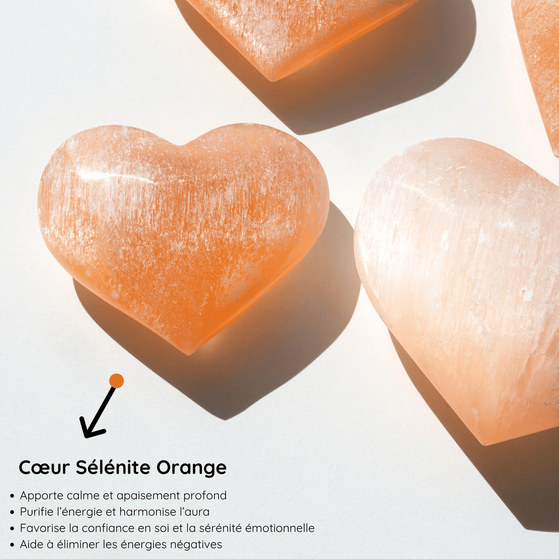 Coeur Sélénite Orange vertus