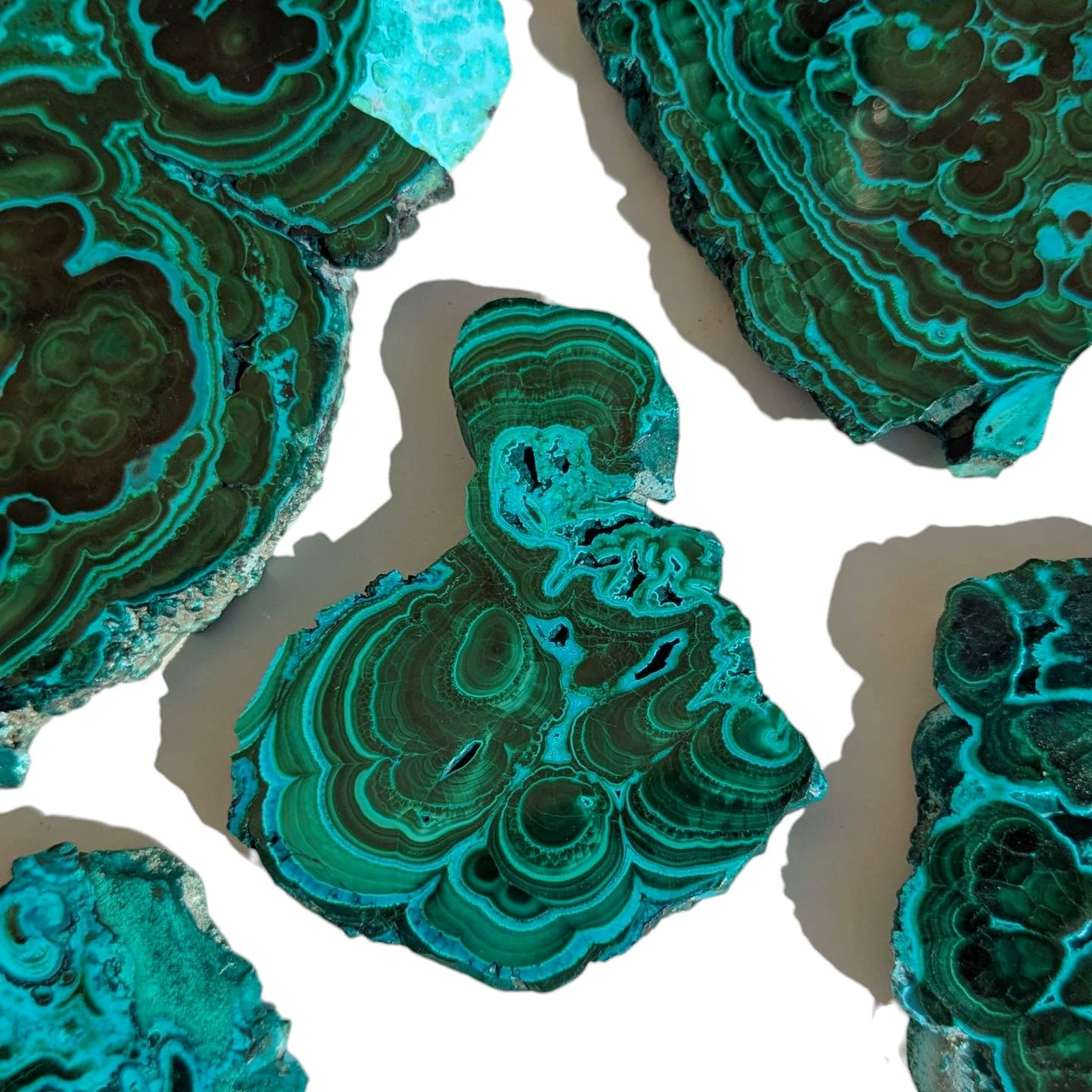 tranche en pierre véritable chrysocolle malachite