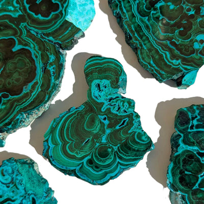 tranche en pierre véritable chrysocolle malachite