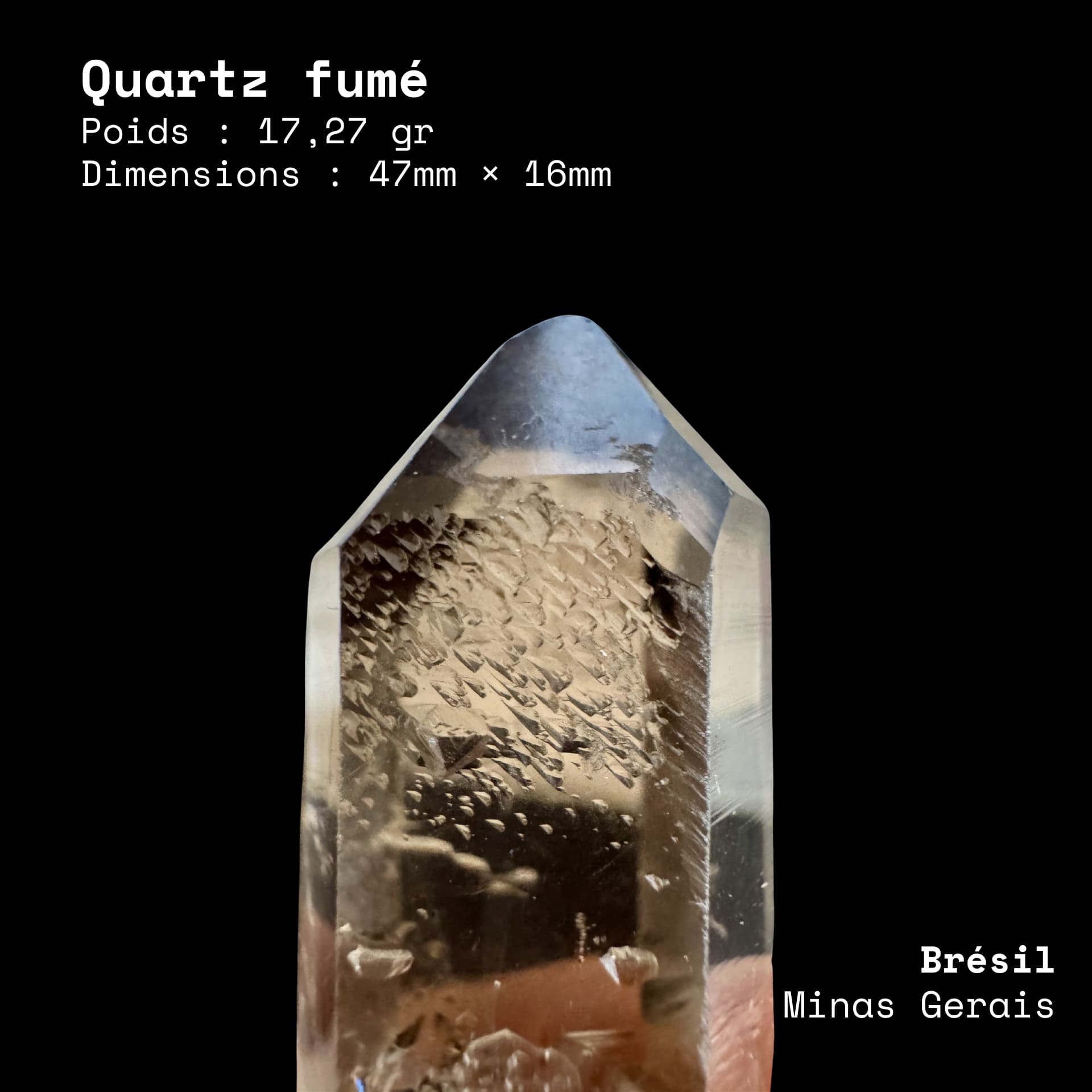 Quartz fumé corrodé du Brésil