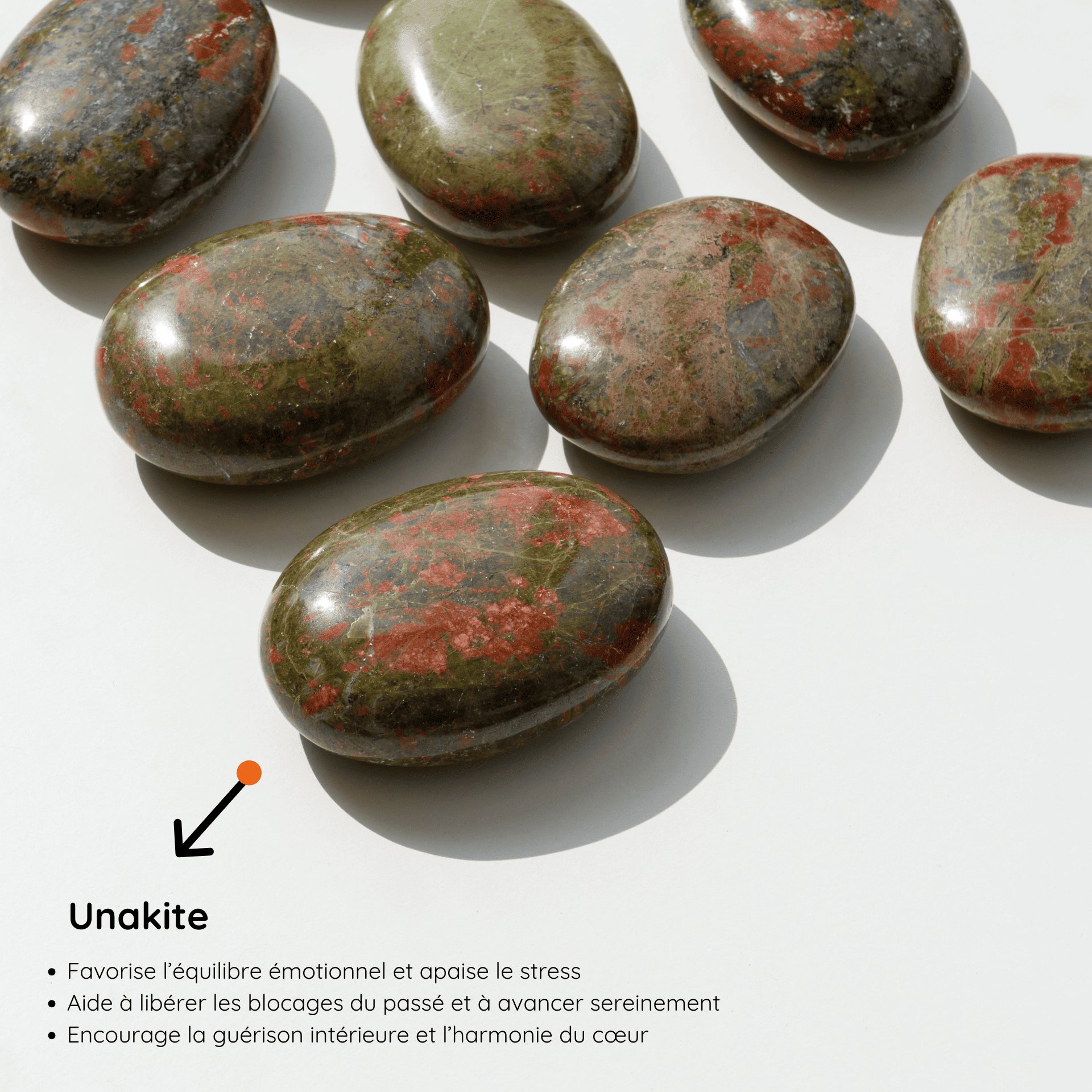 Galet Unakite vertus