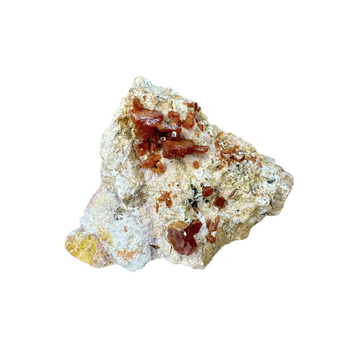 Cristaux naturels de vanadinite rouge orangé du Maroc