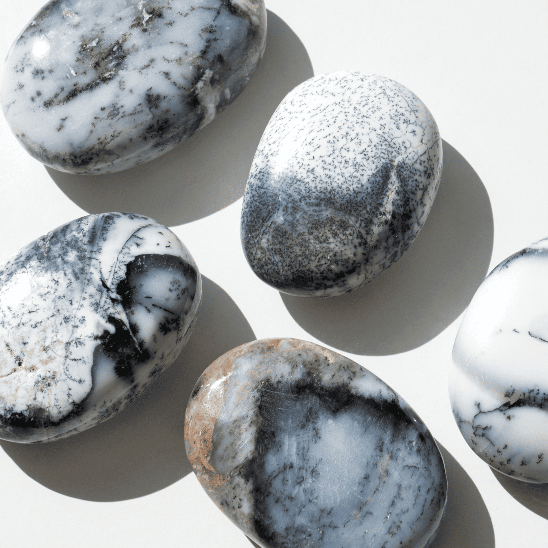 Galet Agate Dendritique blanche zoom