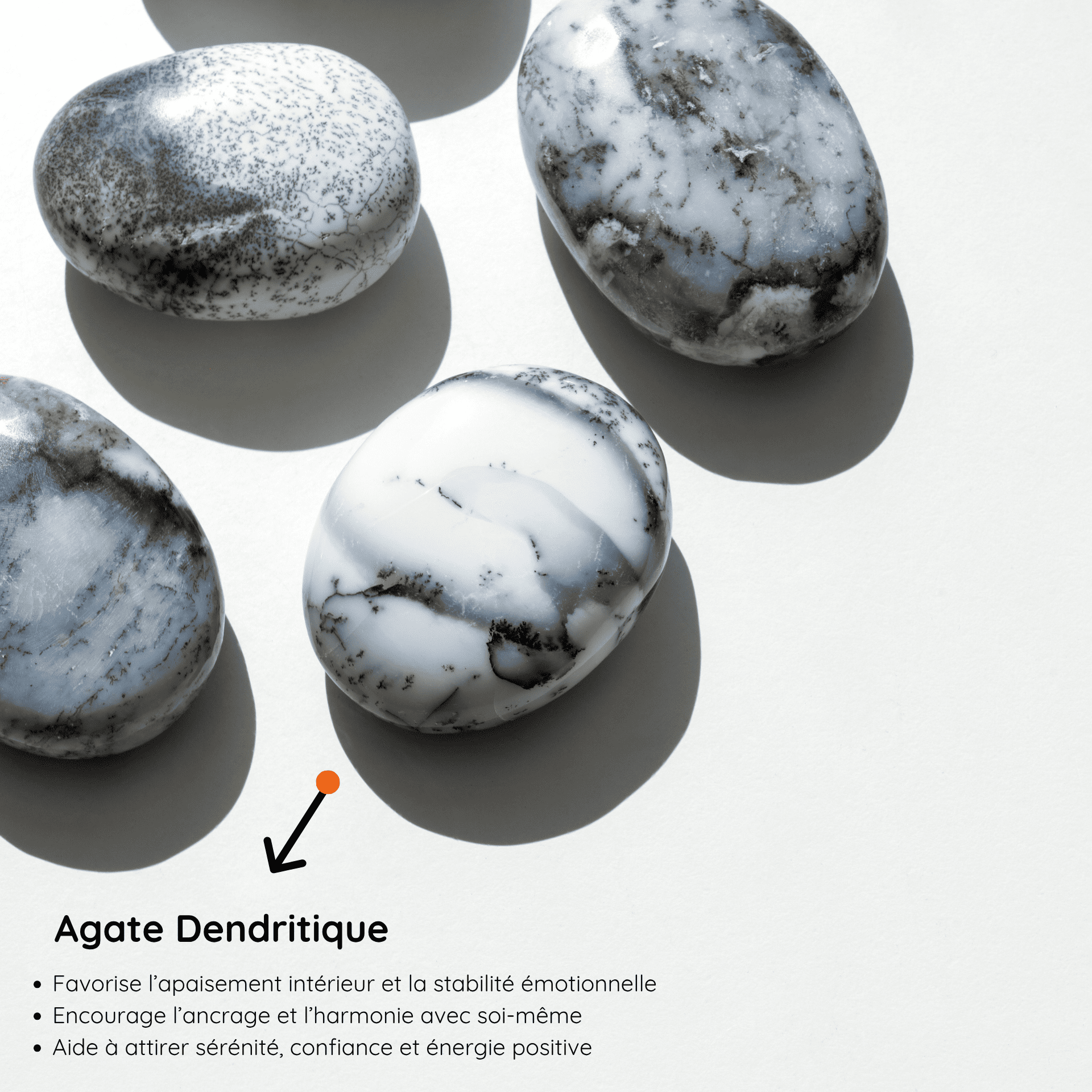 Galet Agate Dendritique blanche vertus
