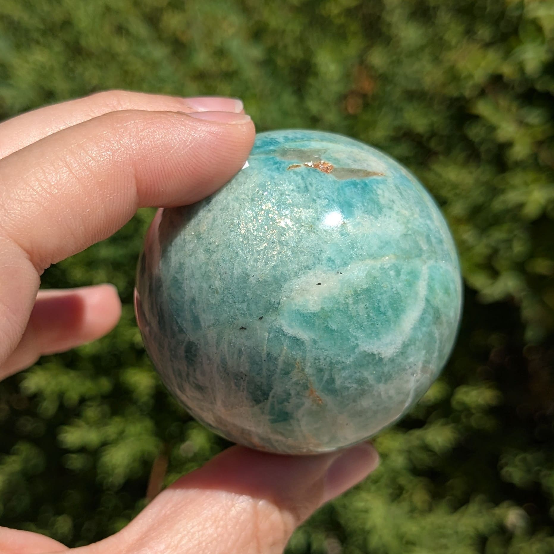 sphere en pierre naturelle amazonite