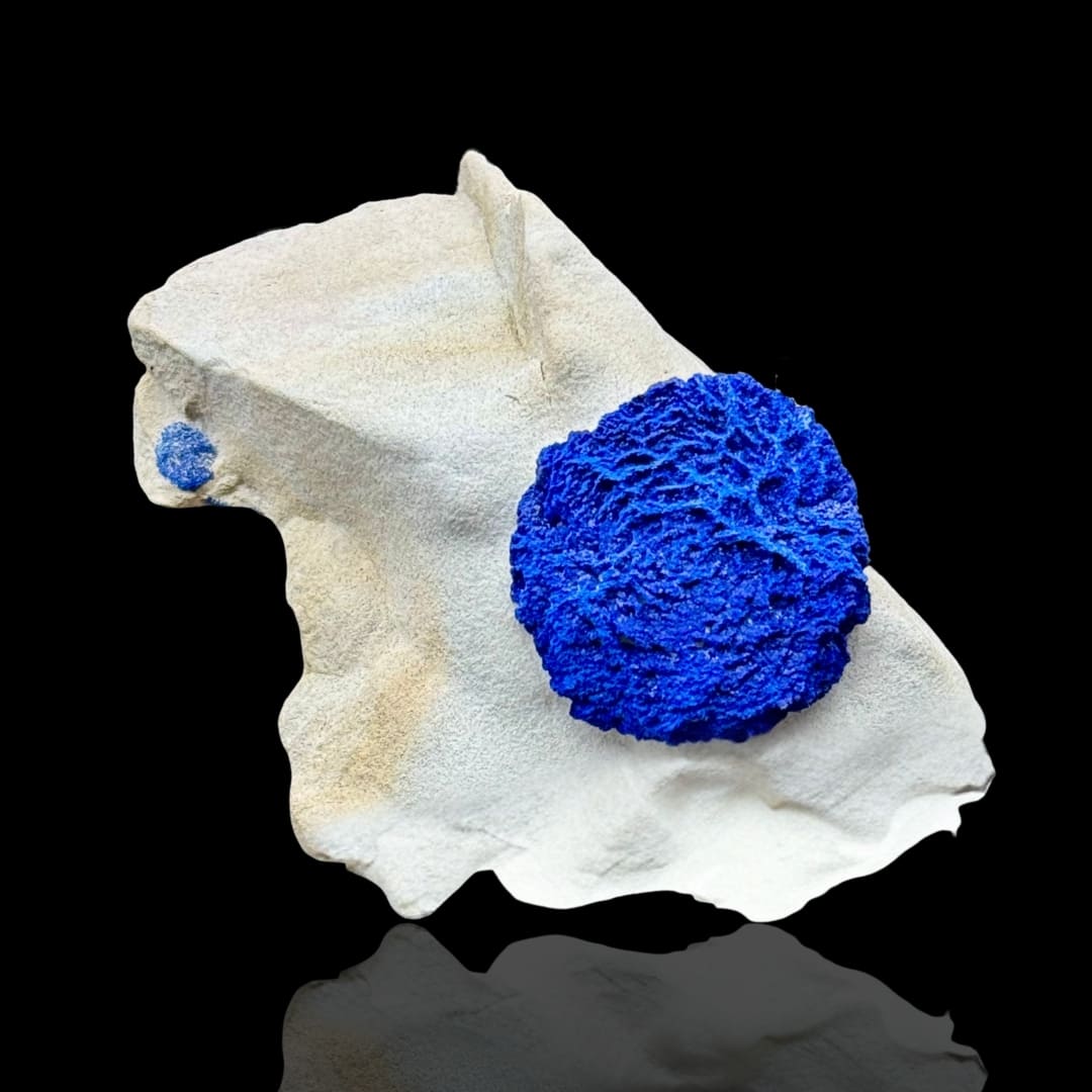 Azurite "Soleil" Solitaire sur Matrice Blanche - Australie #03