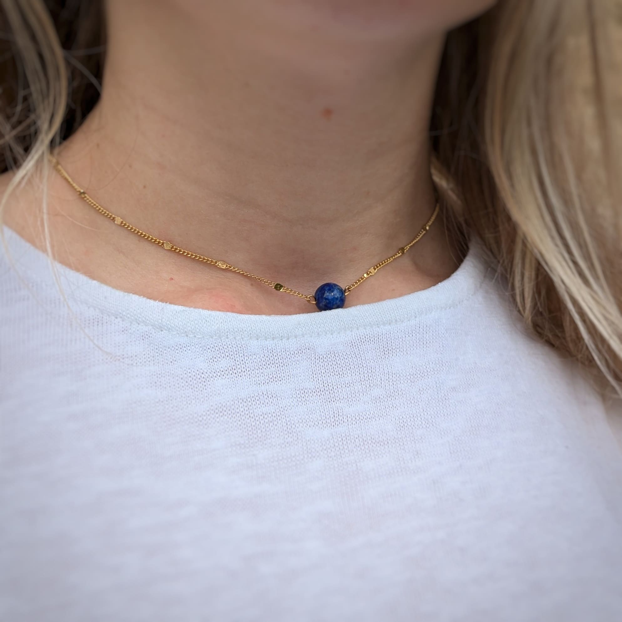 Collier ras de cou pierre Lapis-Lazuli