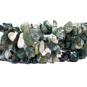 Bracelet en Agate Mousse de qualité supérieure, vert et blanc translucide