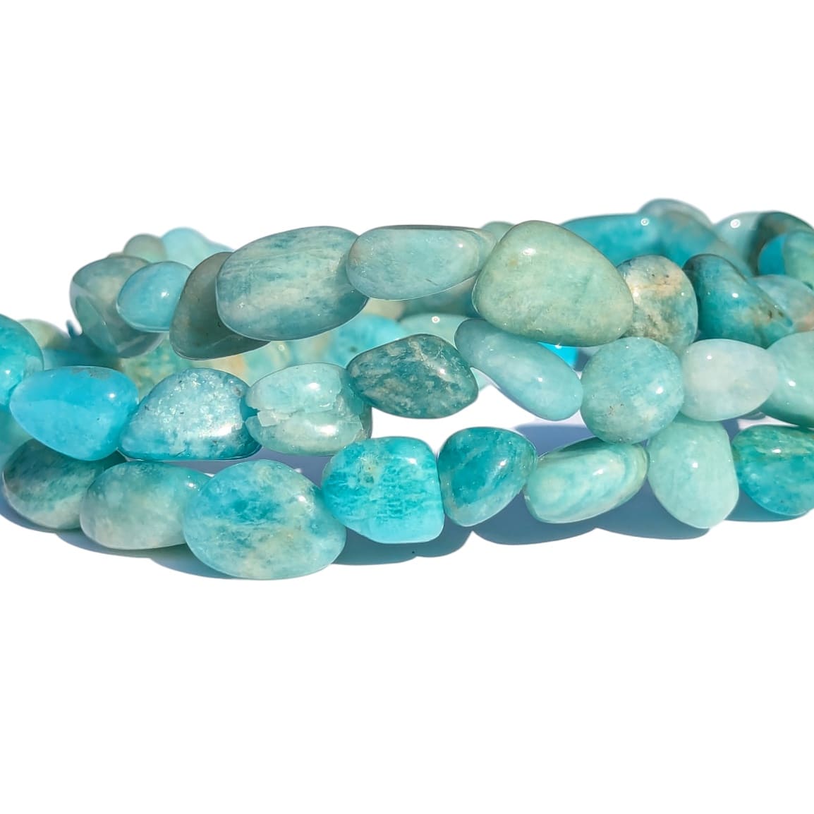 bracelet élastique amazonite pierre roulée