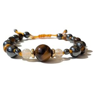 Bracelet "JE PRENDS MA PLACE" - Hématite Oeil de tigre et Citrine