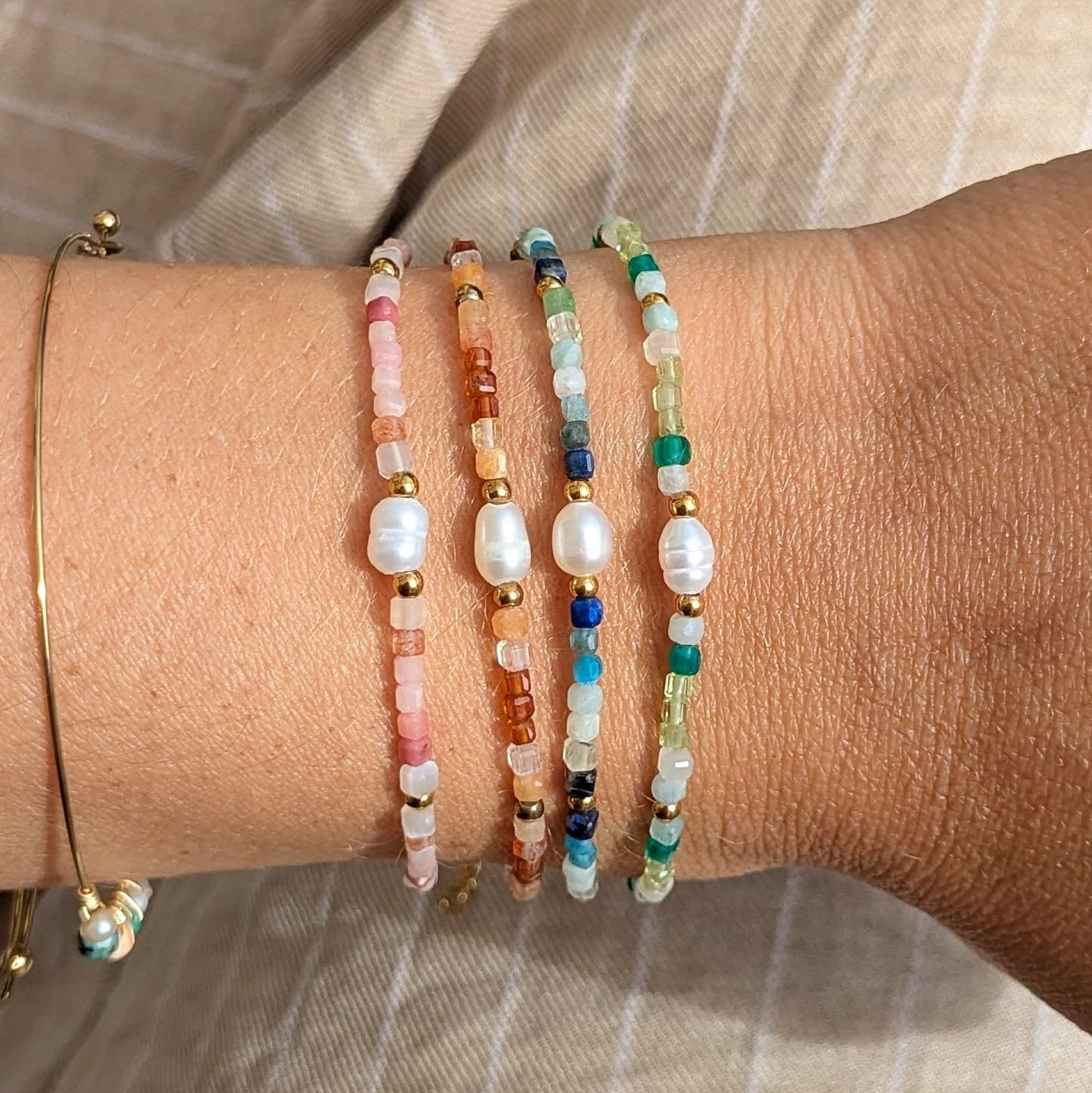 Bracelet perles - Lapis-lazuli, Apatite, Rubis zoïsite, Emeraude