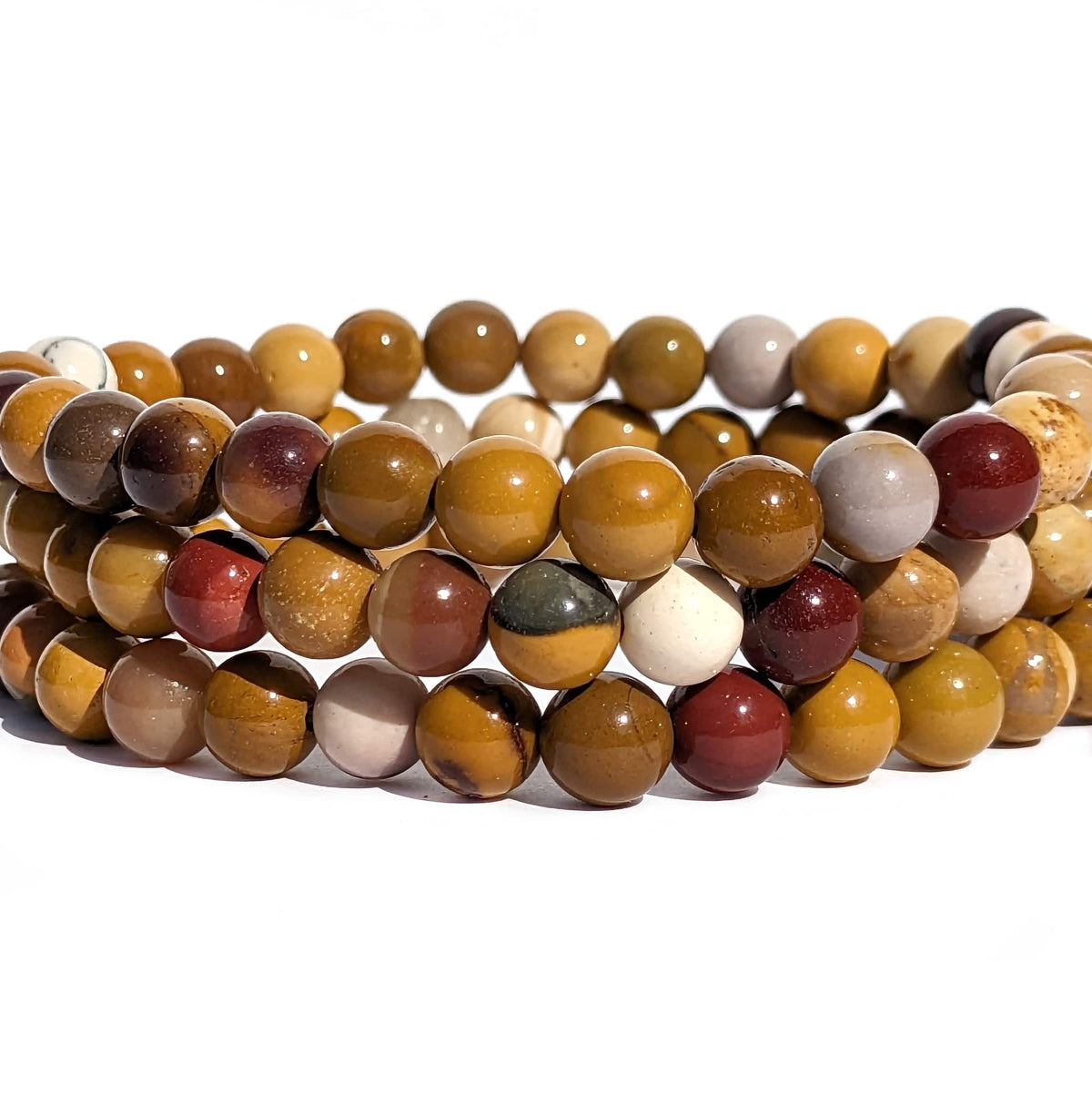 Bracelet Perles Jaspe Mokaïte - Pierre Naturelle - Fait Main - Taille Sur Mesure