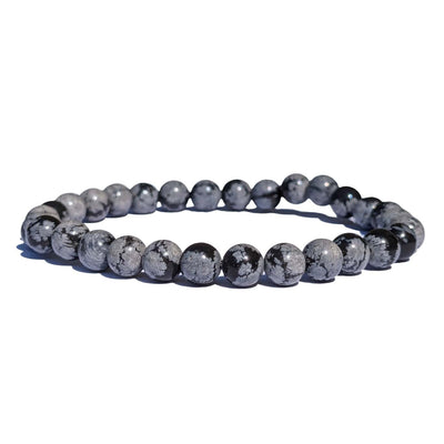 Bracelet Perles Obsidienne Flocon de Neige – Protection et Équilibre - Elithos 