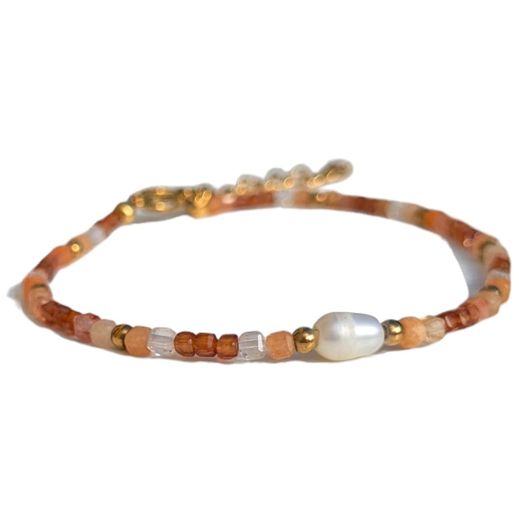 bracelet pierre naturelle en cornaline et pierre de soleil