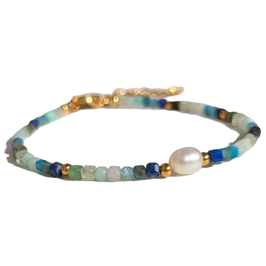 Bracelet perles - Lapis-lazuli, Apatite, Rubis zoïsite, Emeraude