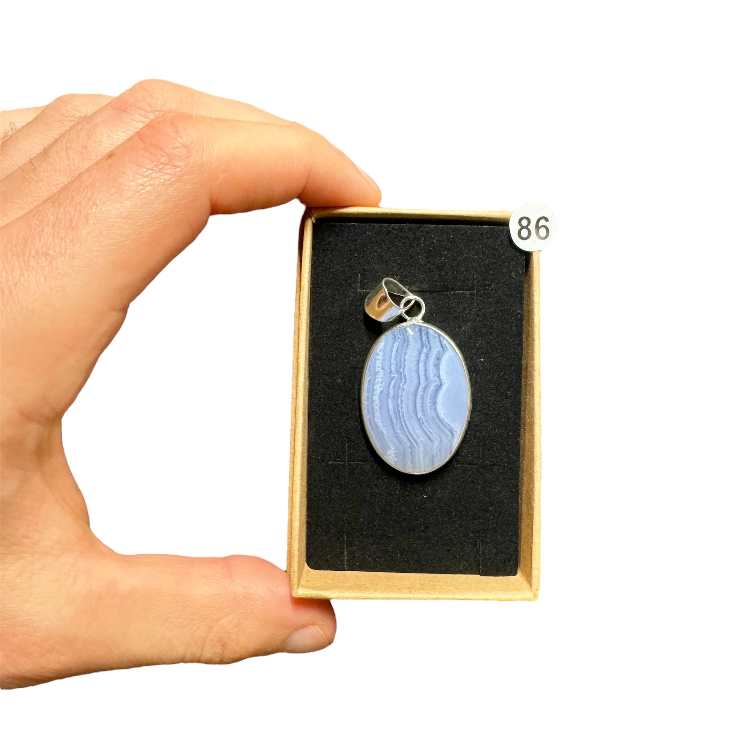 Pendentif calcédoine bleue