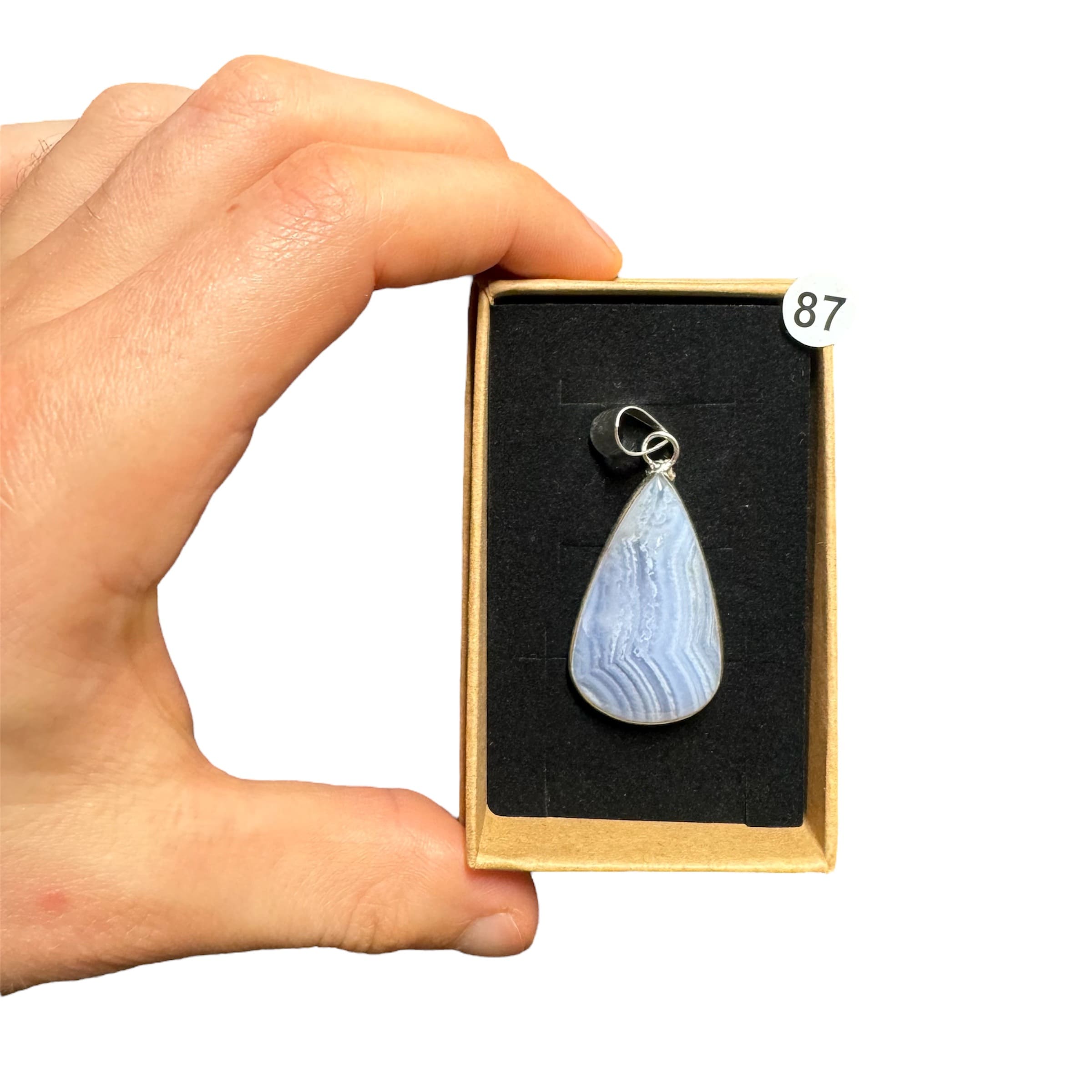 Pendentif calcédoine bleue