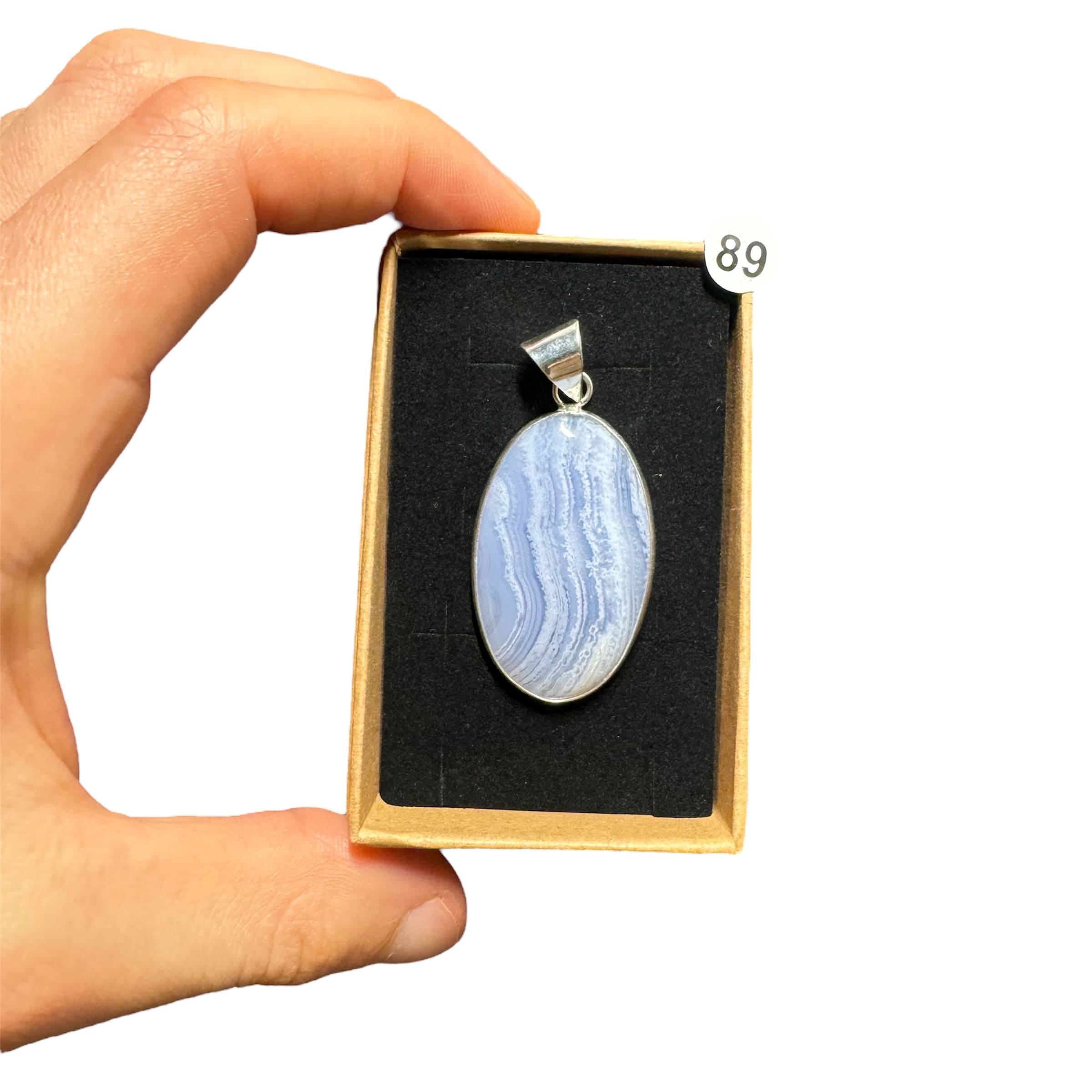 Pendentif calcédoine bleue