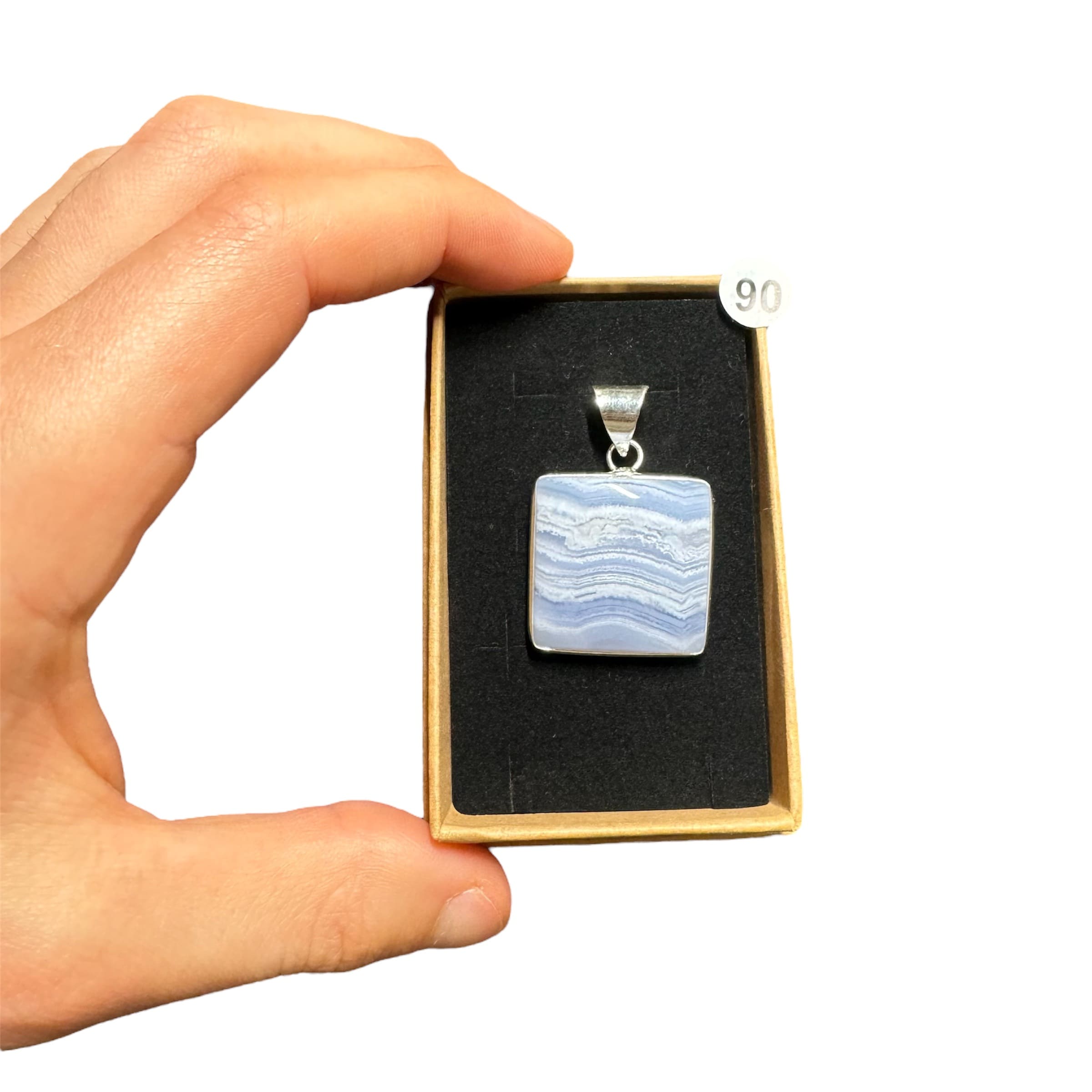 Pendentif calcédoine bleue