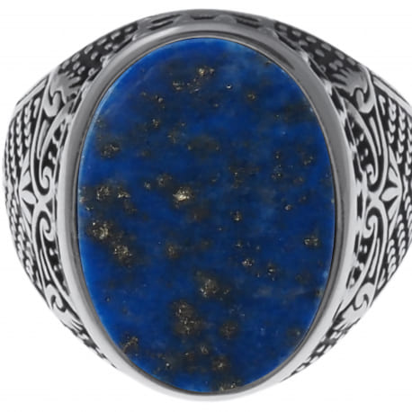Chevalière plate Lapis lazuli