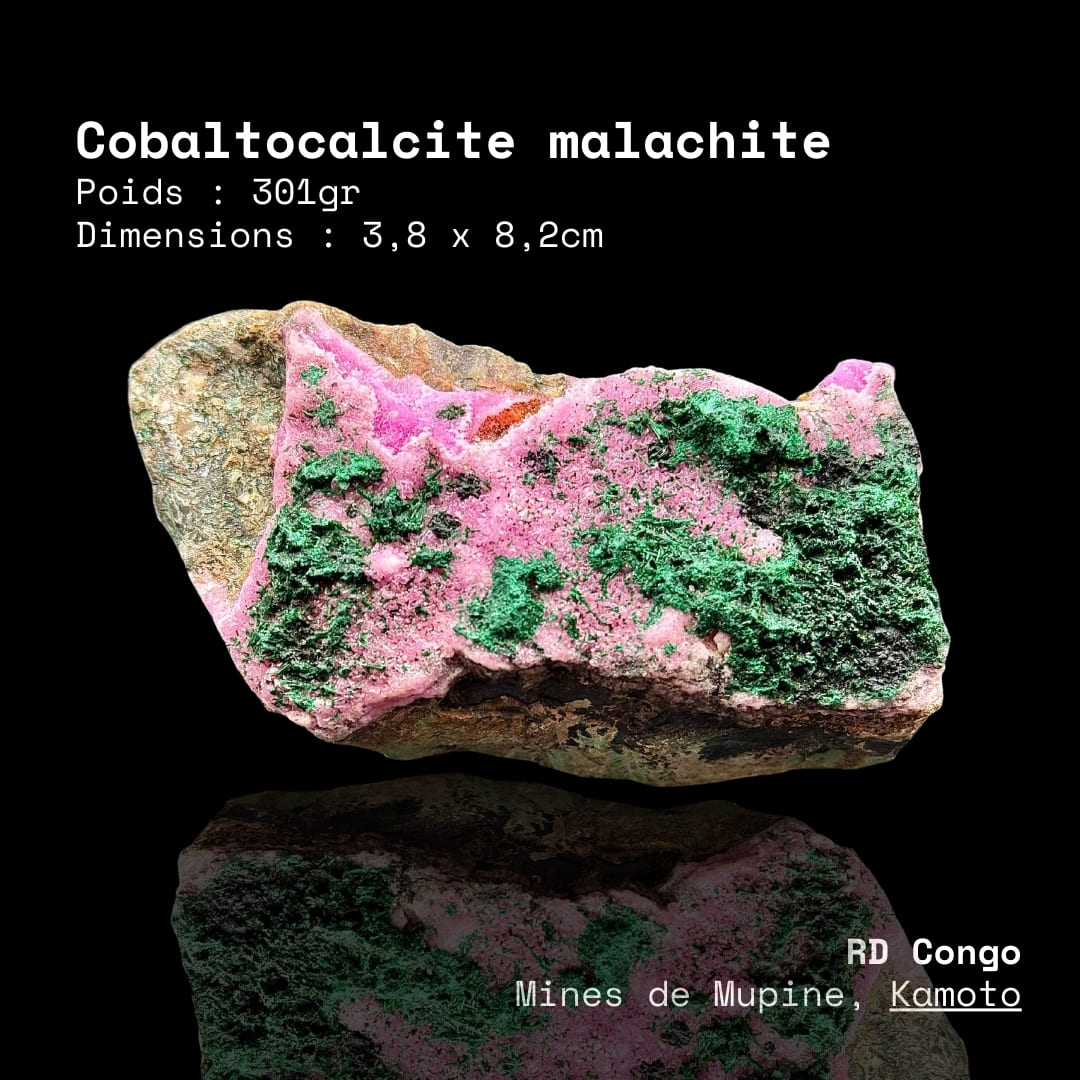 Cobaltocalcite et Malachite - Mine Mupine (RD Congo)