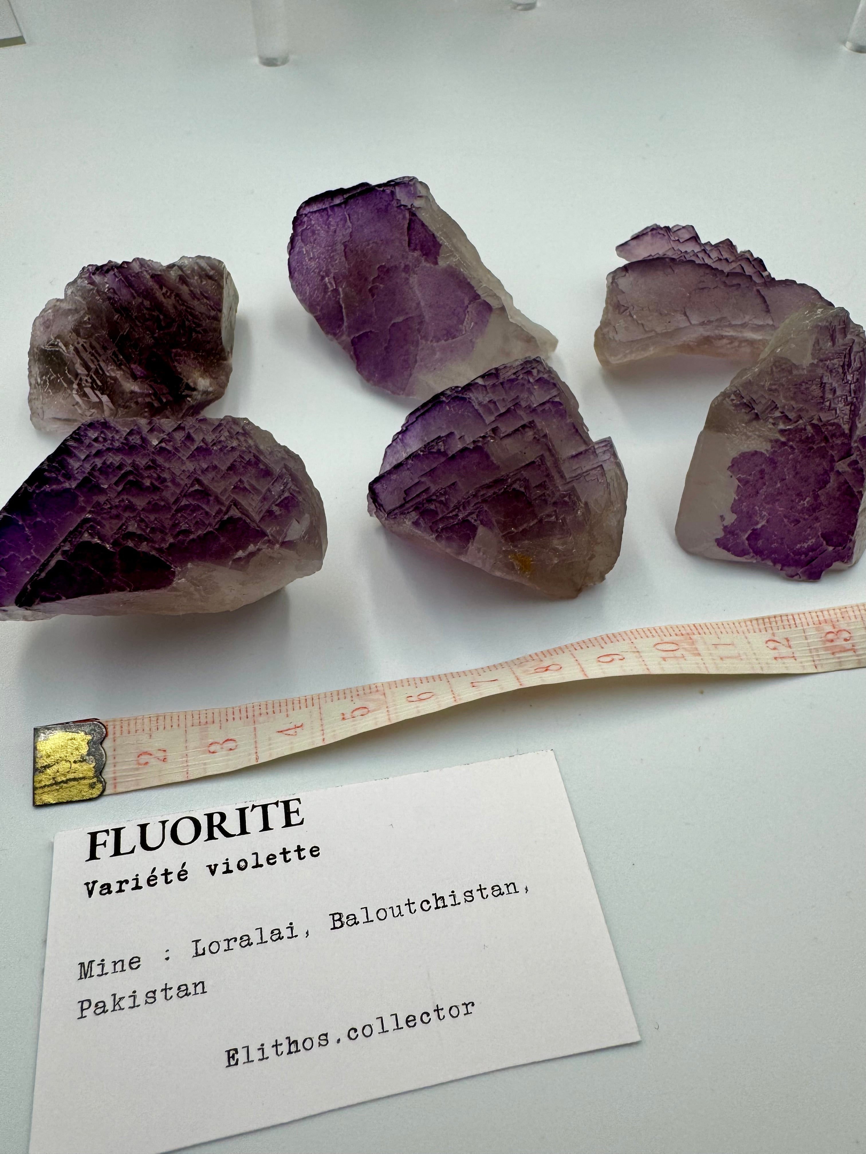 Lot 6 fluorites violettes (croissance en gradin)