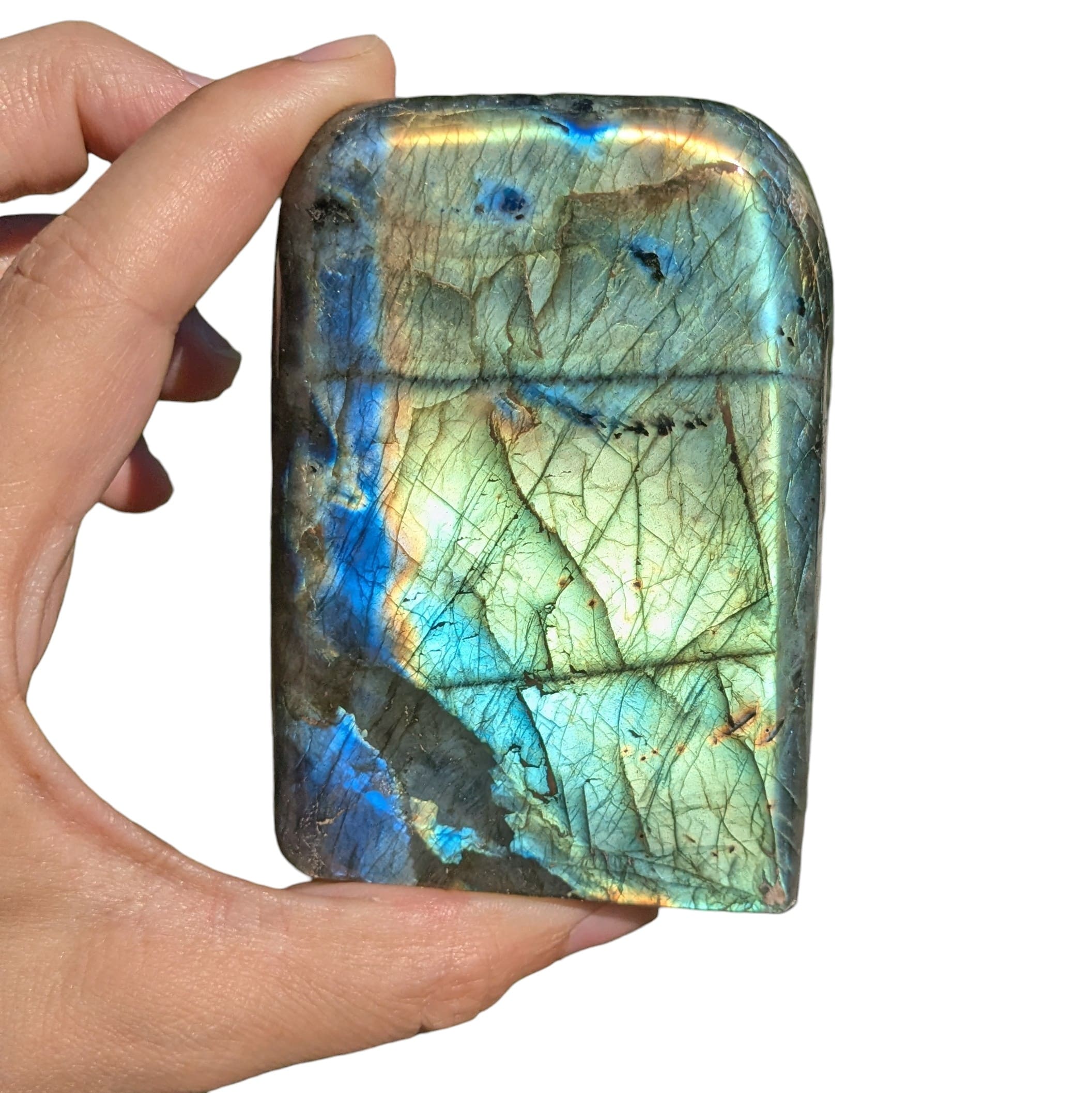beau bloc en pierre labradorite