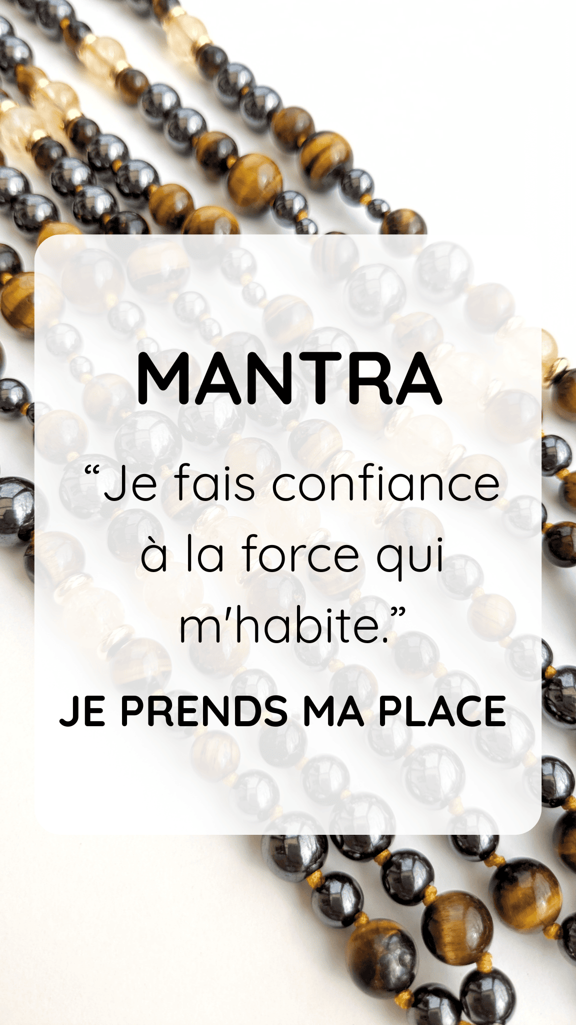 Collier mala "JE PRENDS MA PLACE" - Hématite Oeil de tigre et Citrine