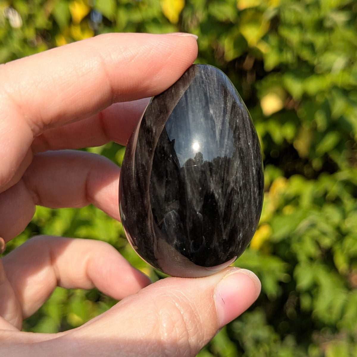 Oeuf obsidienne Argentée
