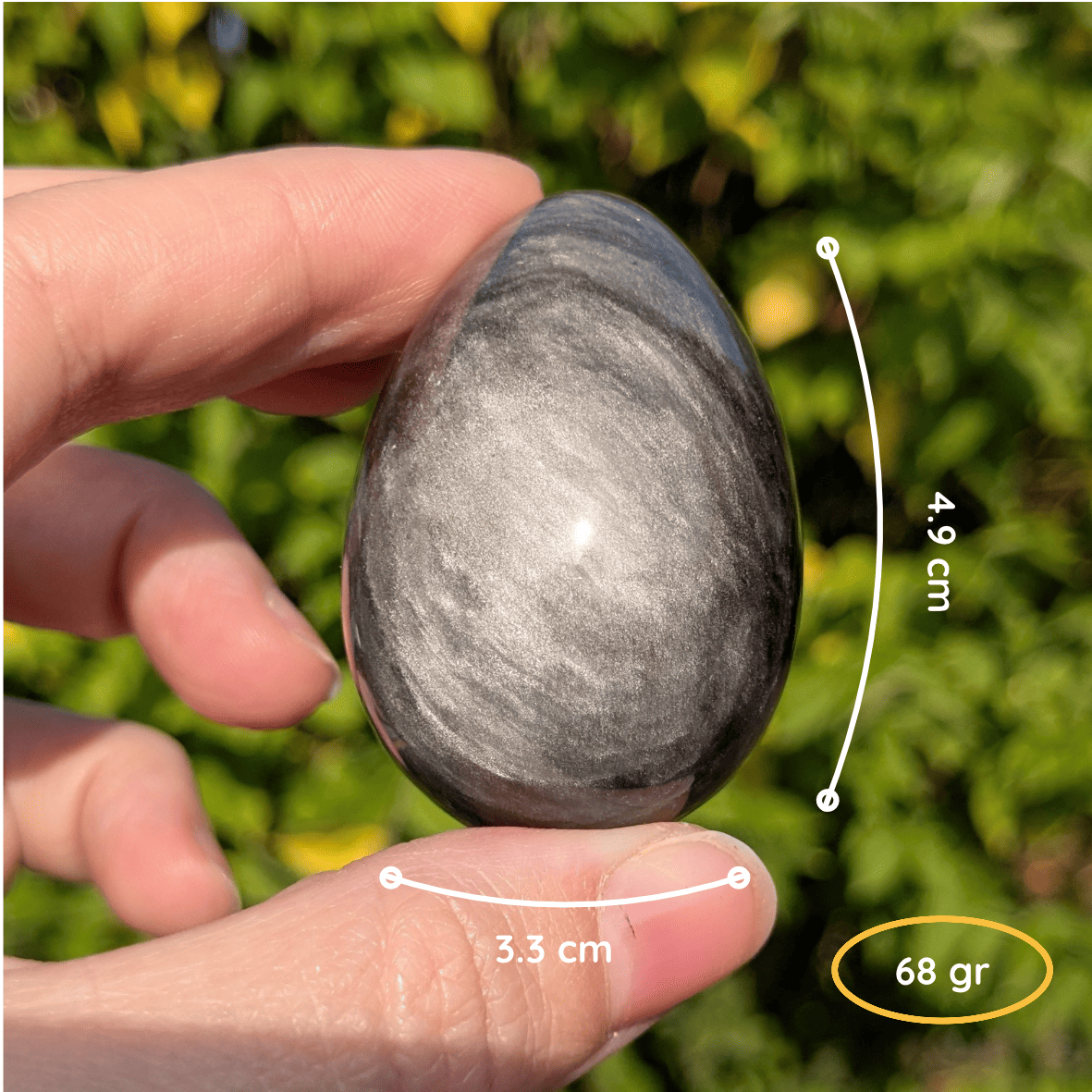 Oeuf obsidienne Argentée