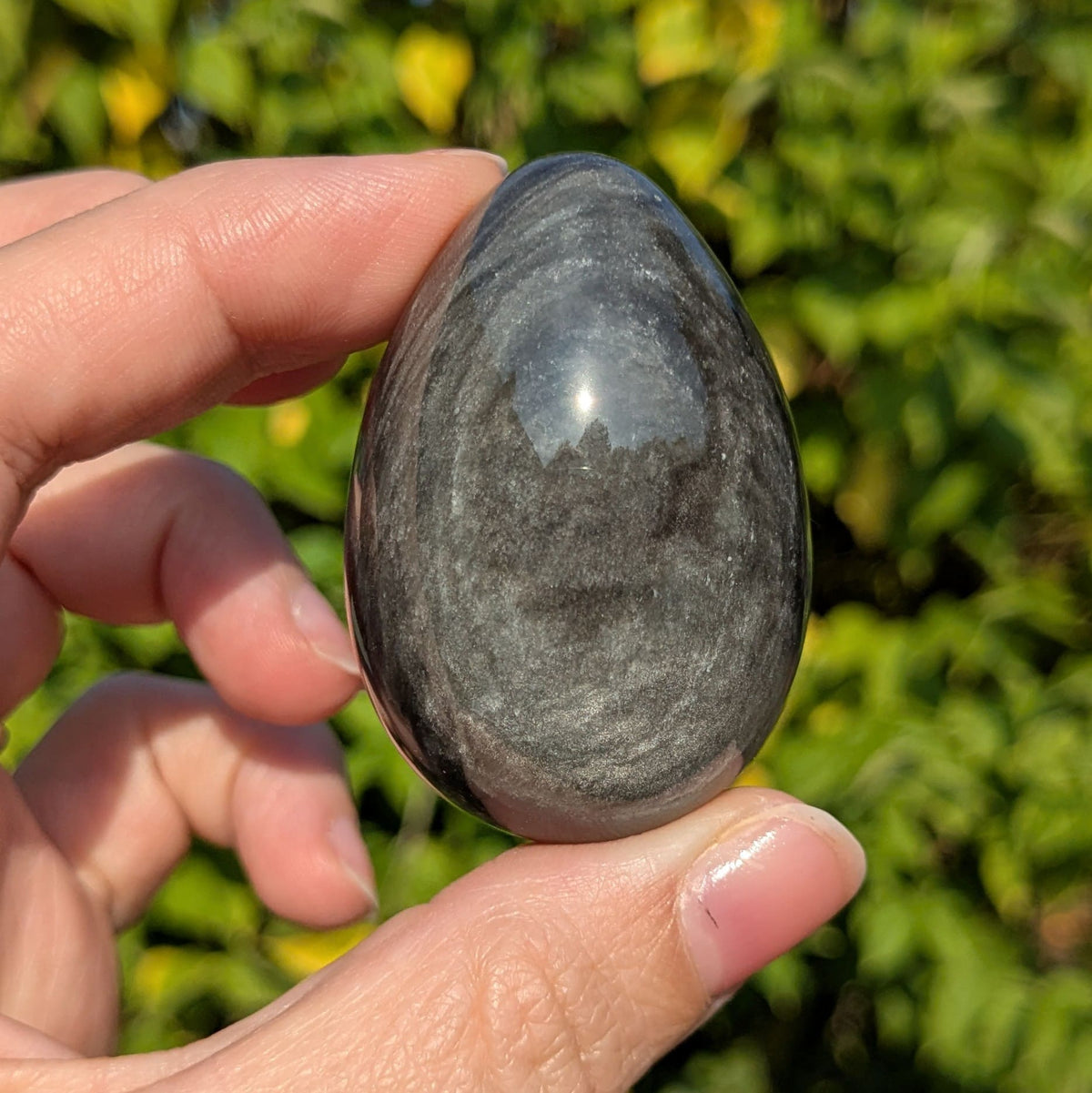 Oeuf obsidienne Argentée